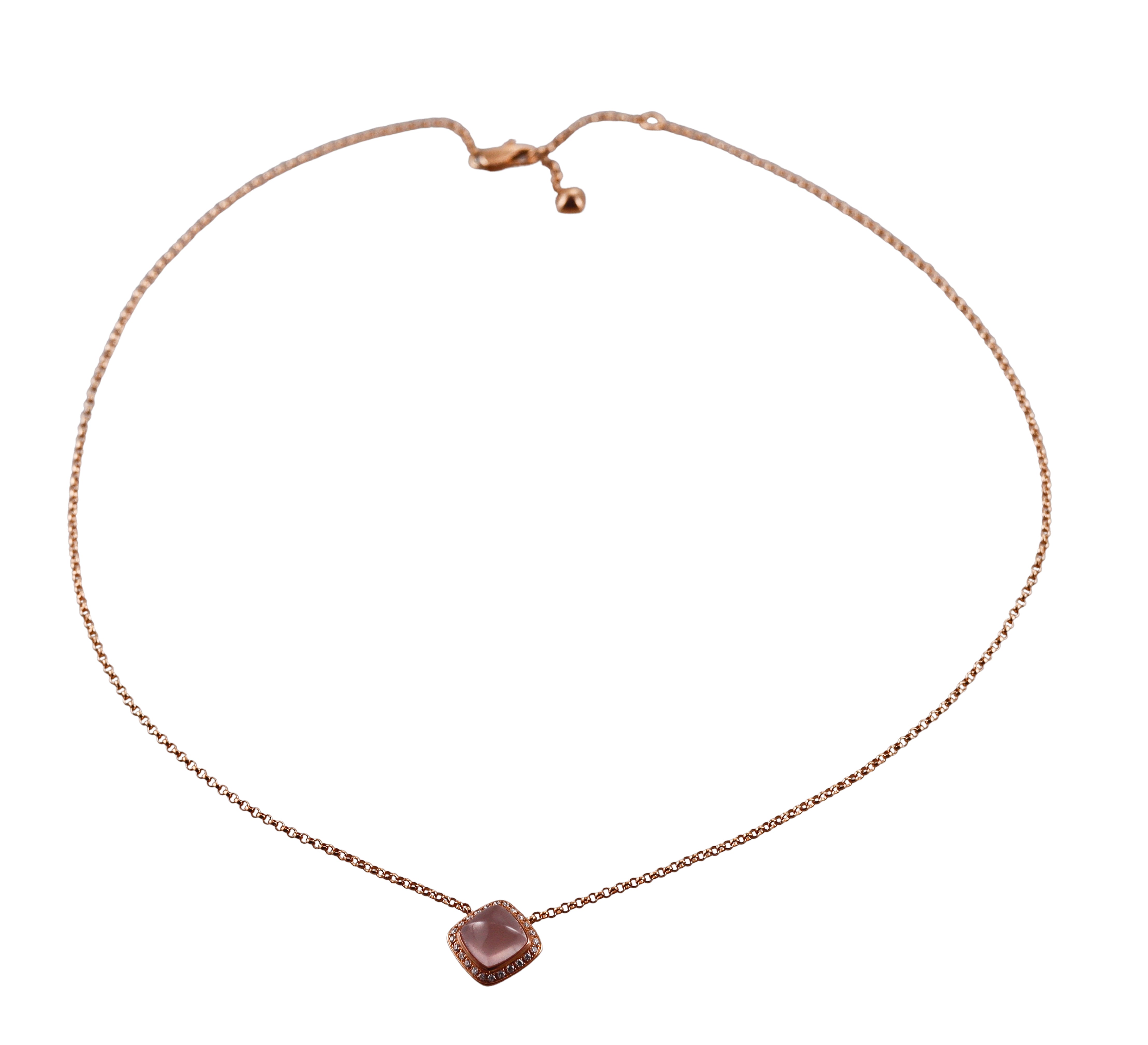 Fred Pain de Sucre Rose Gold Quartz Diamond Medium Model Necklace