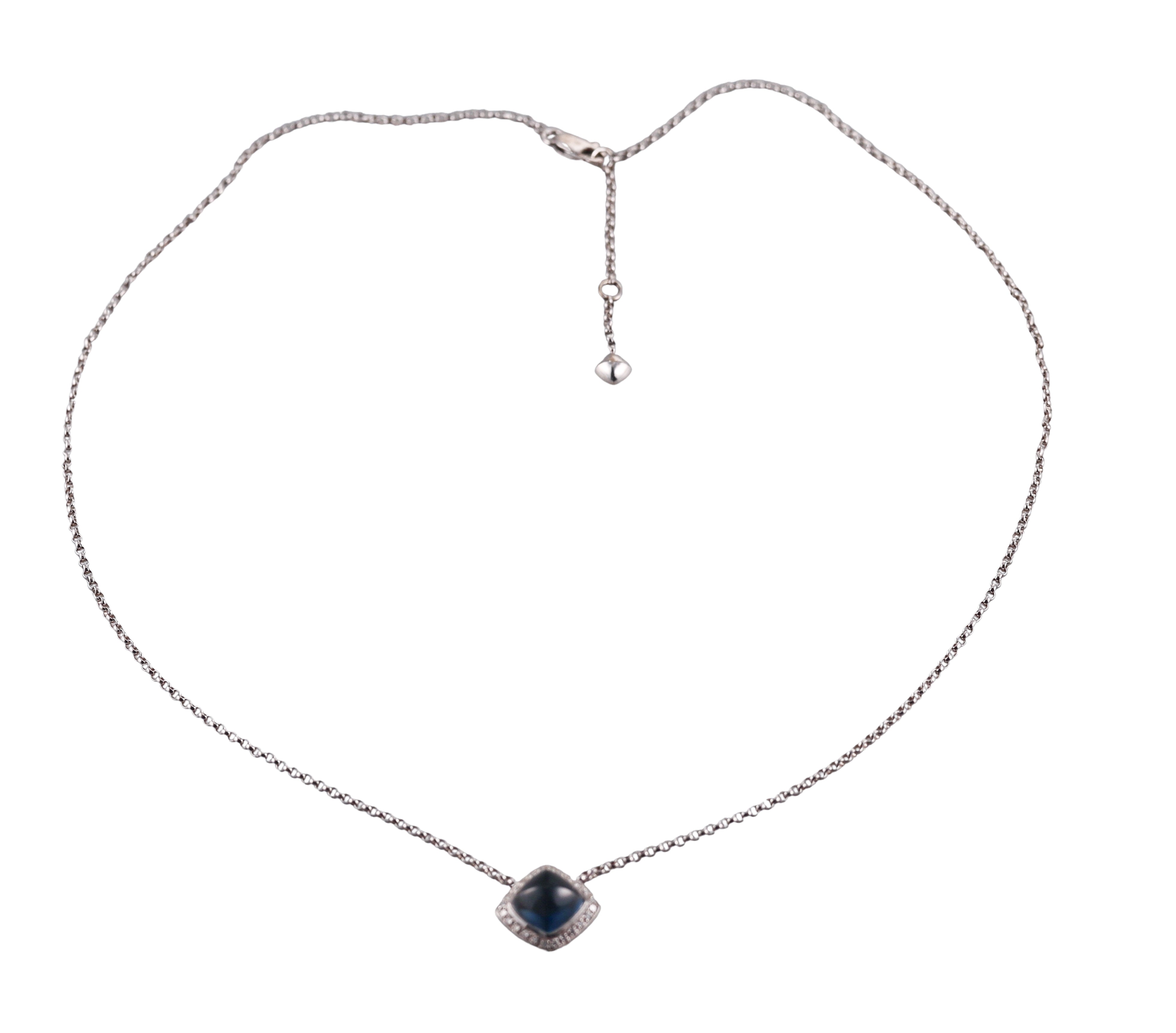 Fred Pain de Sucre White Gold Blue Topaz Diamond Medium Model Necklace