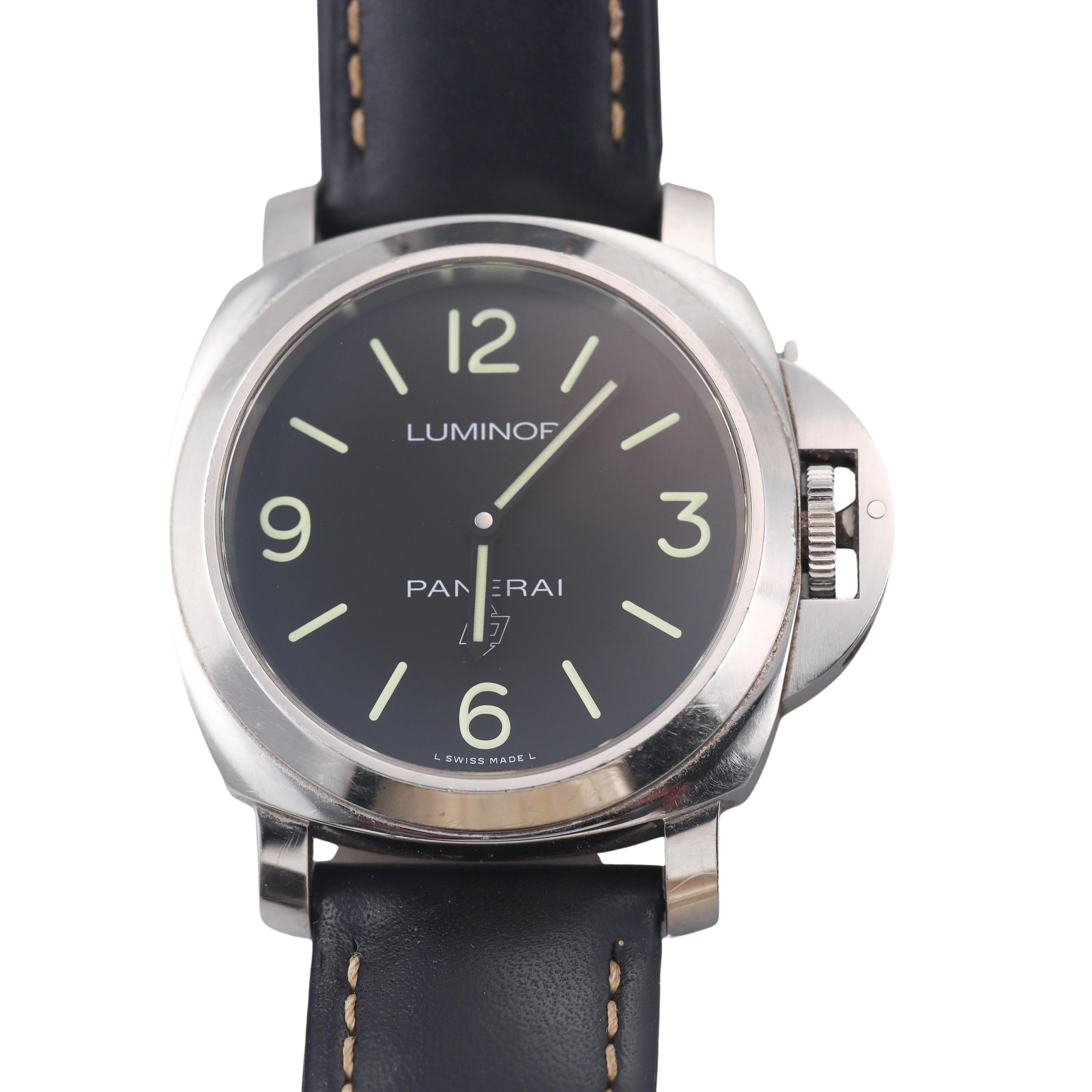 Panerai Luminor Base Logo Manual Wind Steel Watch PAM00773