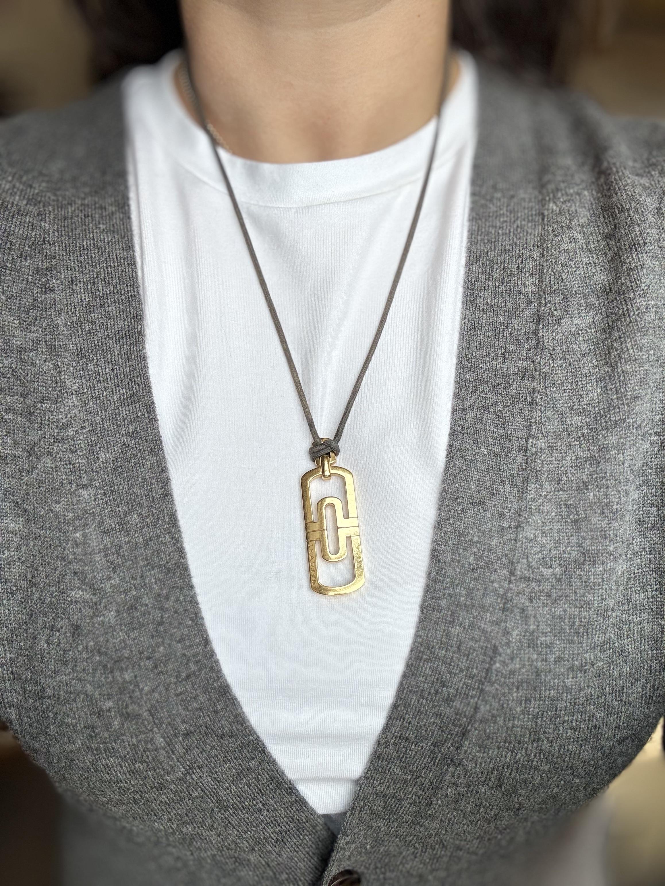 Bulgari Parentesi Gold Pendant Cord Necklace