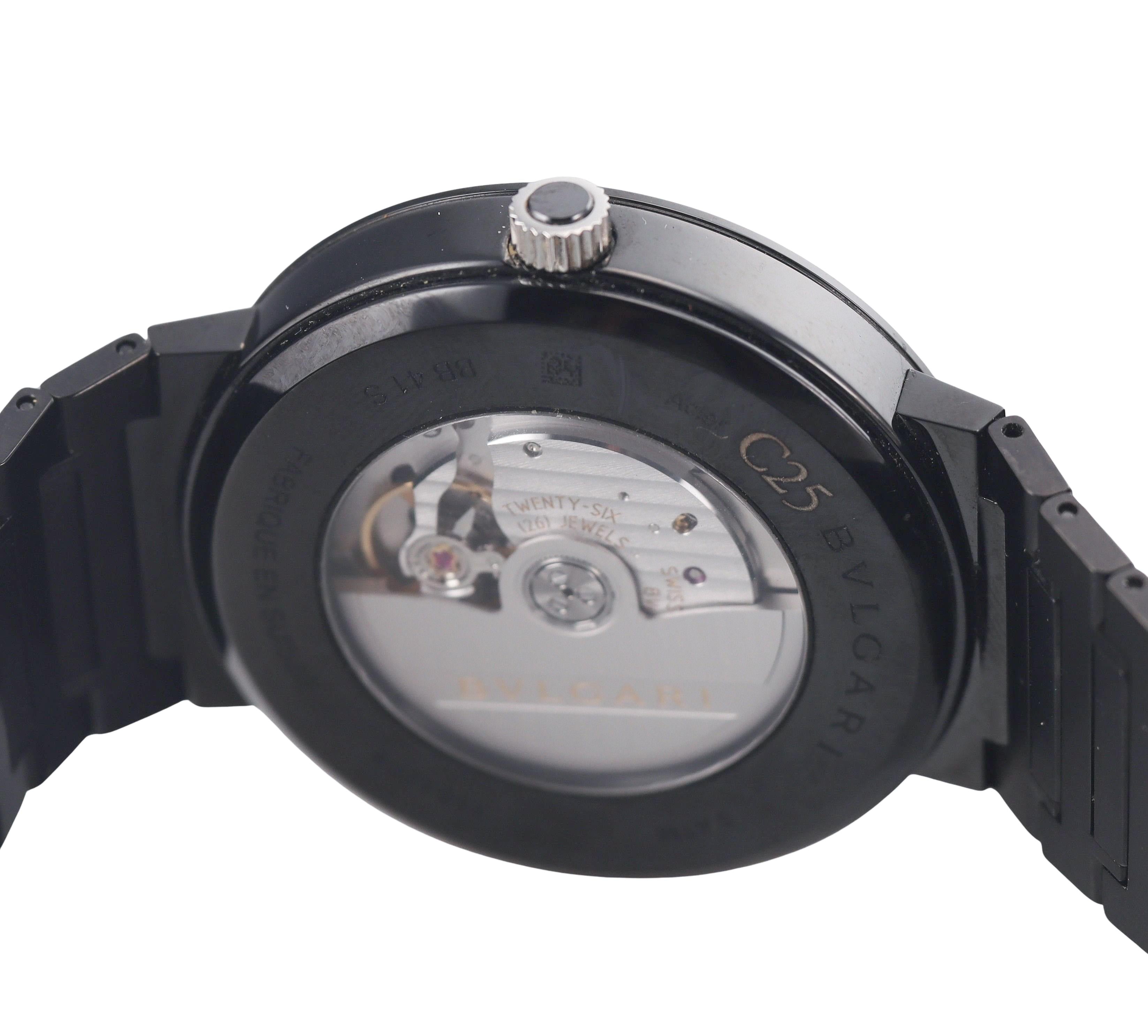 Bulgari Black Stainless Steel Automatic Watch BB 41 S