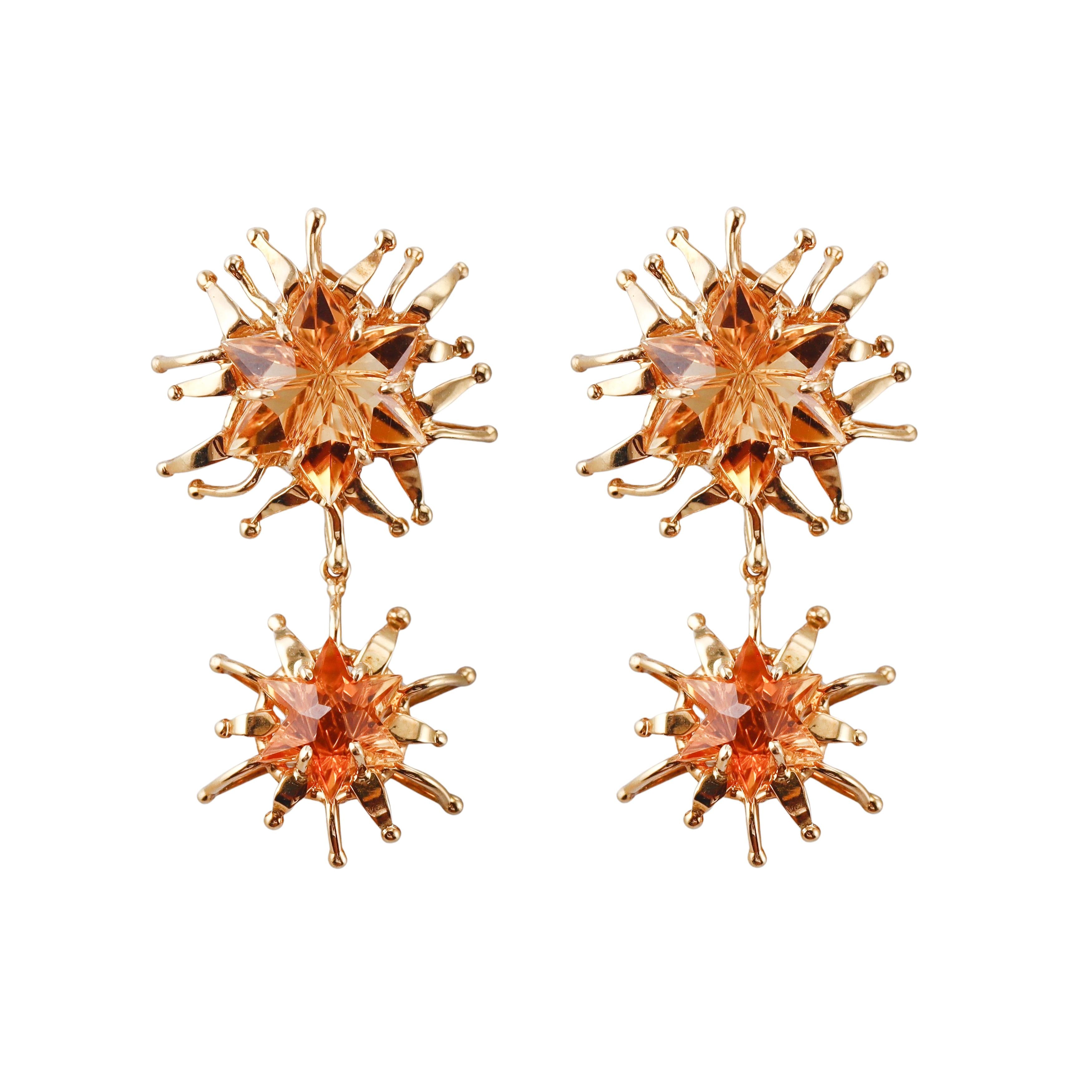 Tony Duquette Citrine Gold Day Night Earrings