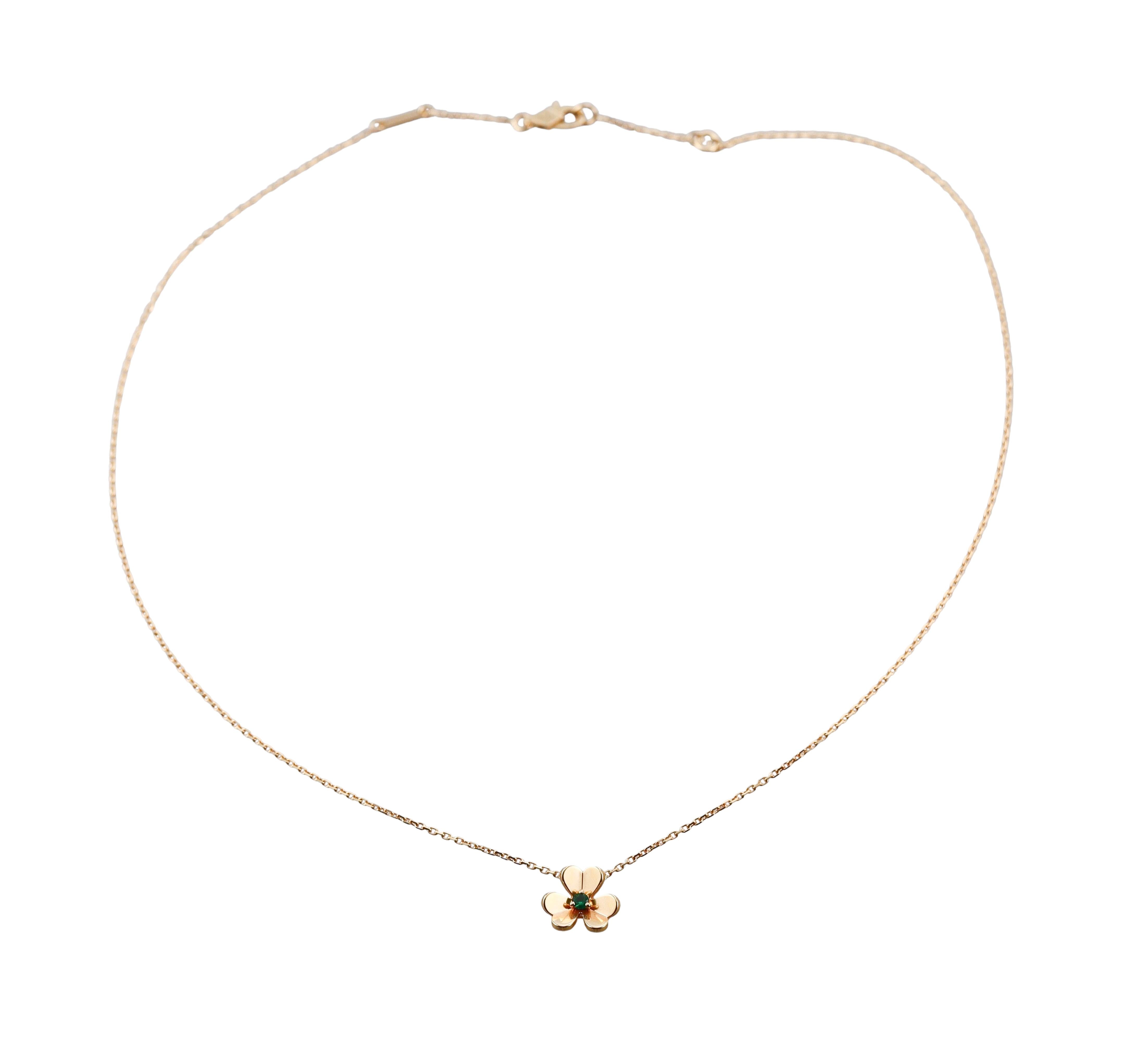 Van Cleef & Arpels Frivole Emerald Gold Pendant Necklace