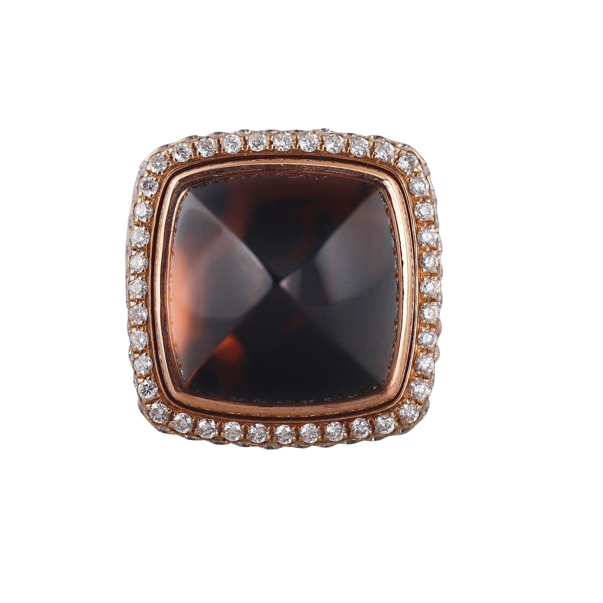 Fred Pain de Sucre Rose Gold Diamond Customizable Smokey Quartz Ring