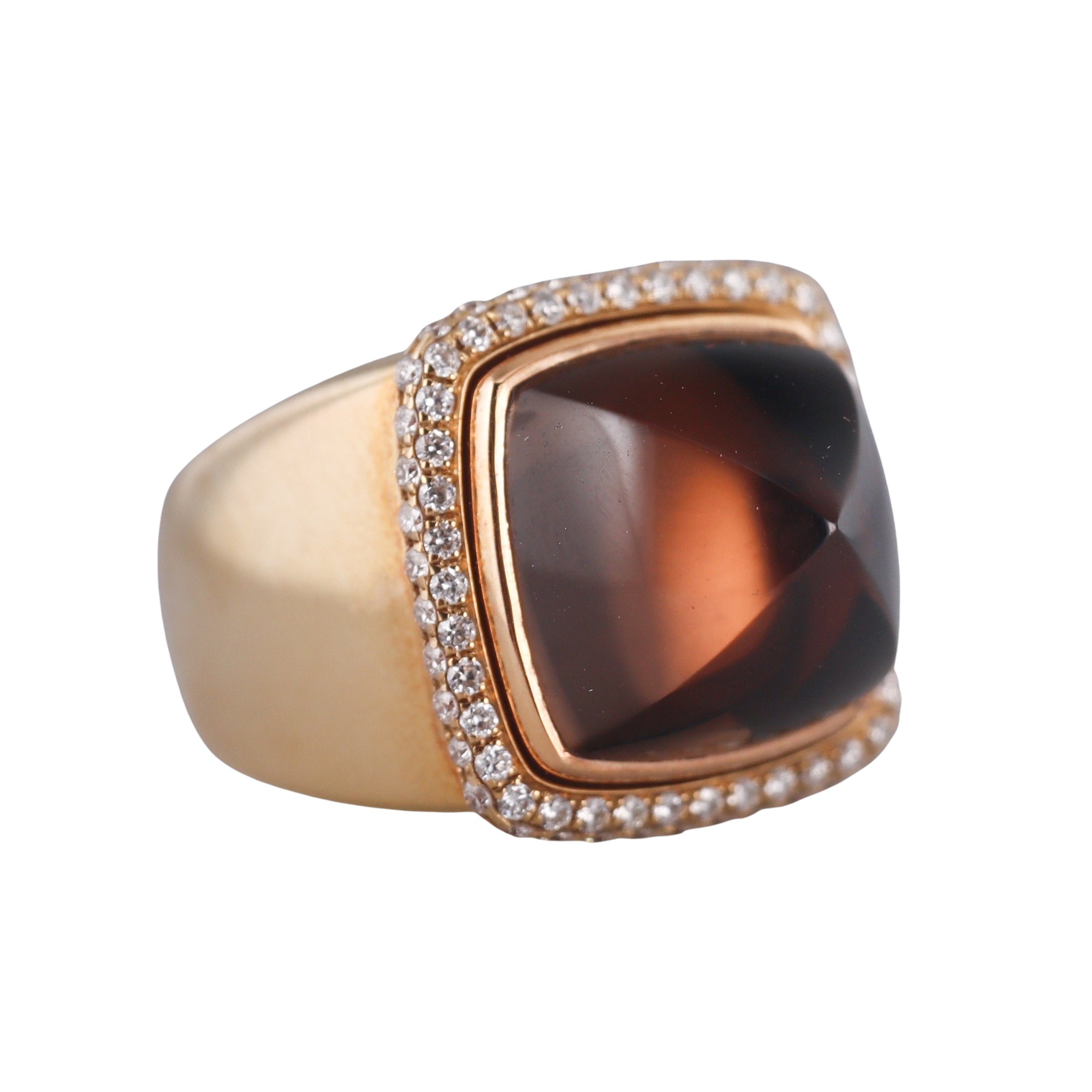 Fred Pain de Sucre Rose Gold Diamond Customizable Smokey Quartz Ring