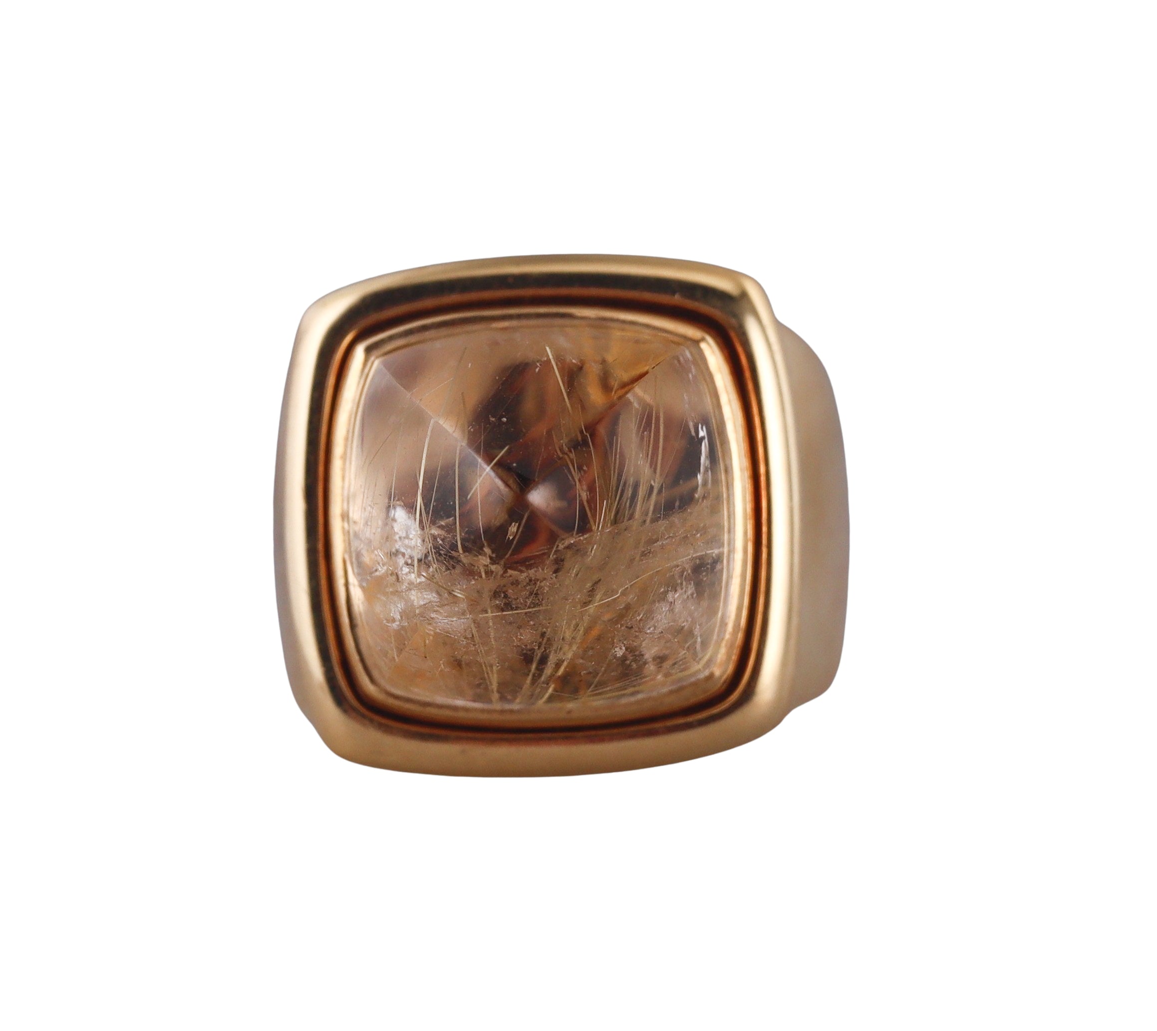 Fred Pain de Sucre Yellow Gold Customizable Rutilated Quartz Large Ring