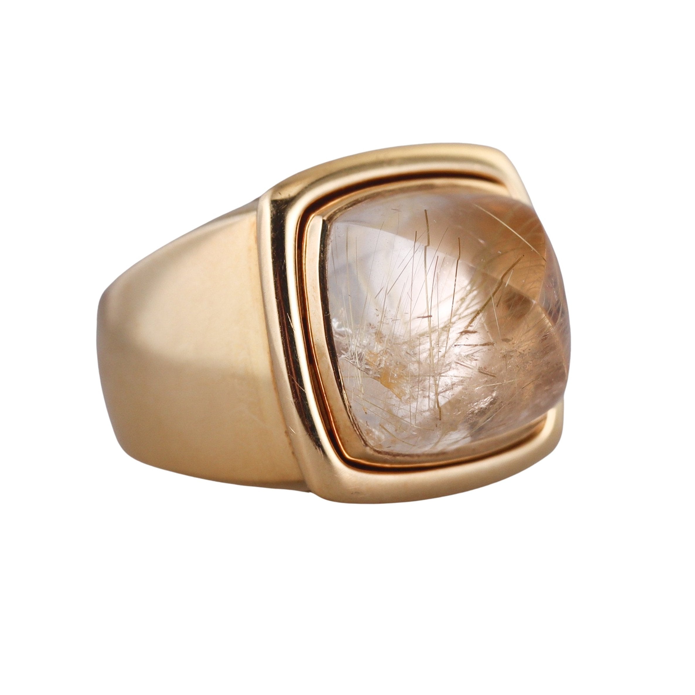 Fred Pain de Sucre Yellow Gold Customizable Rutilated Quartz Large Ring