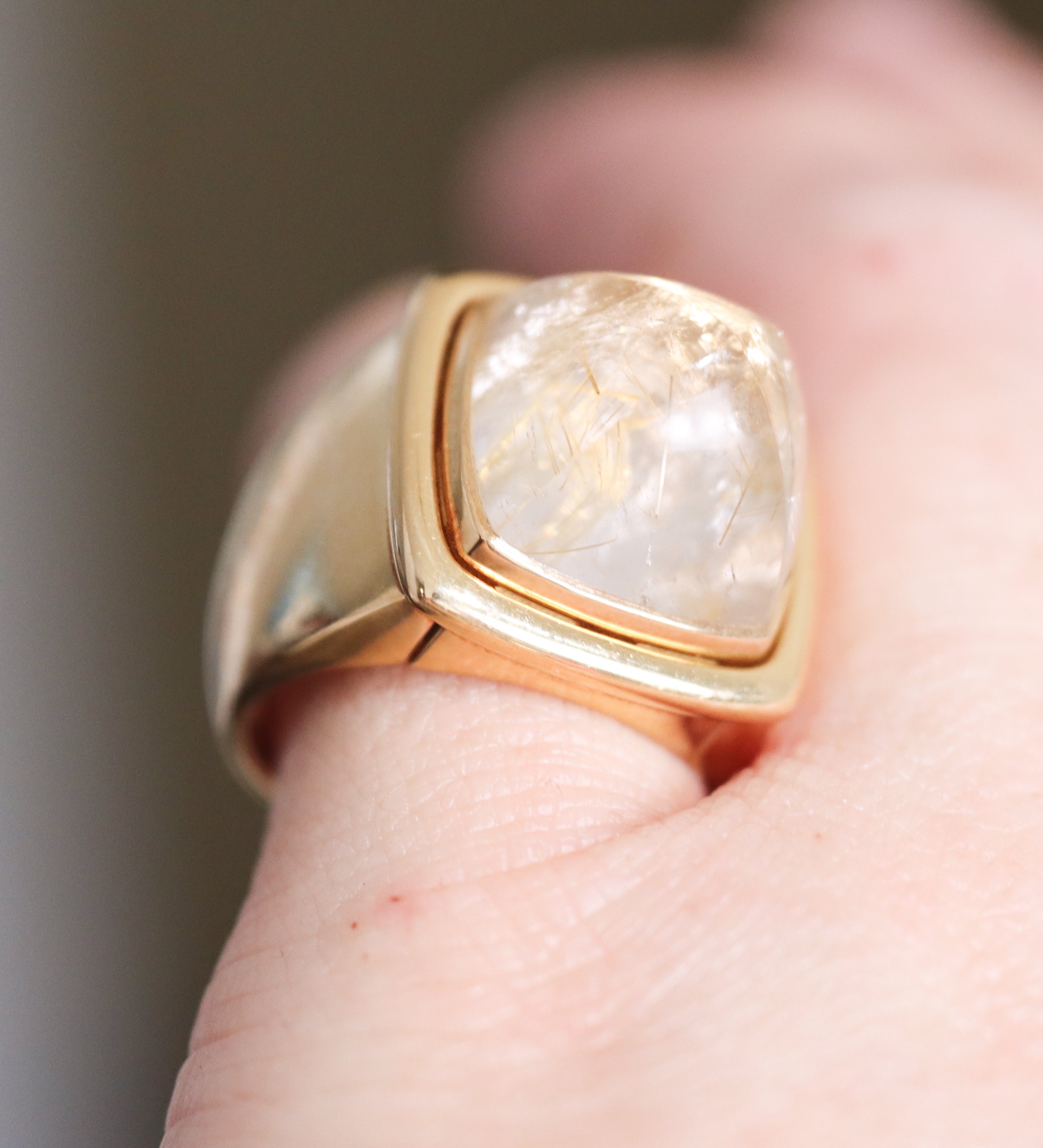 Fred Pain de Sucre Yellow Gold Customizable Rutilated Quartz Large Ring