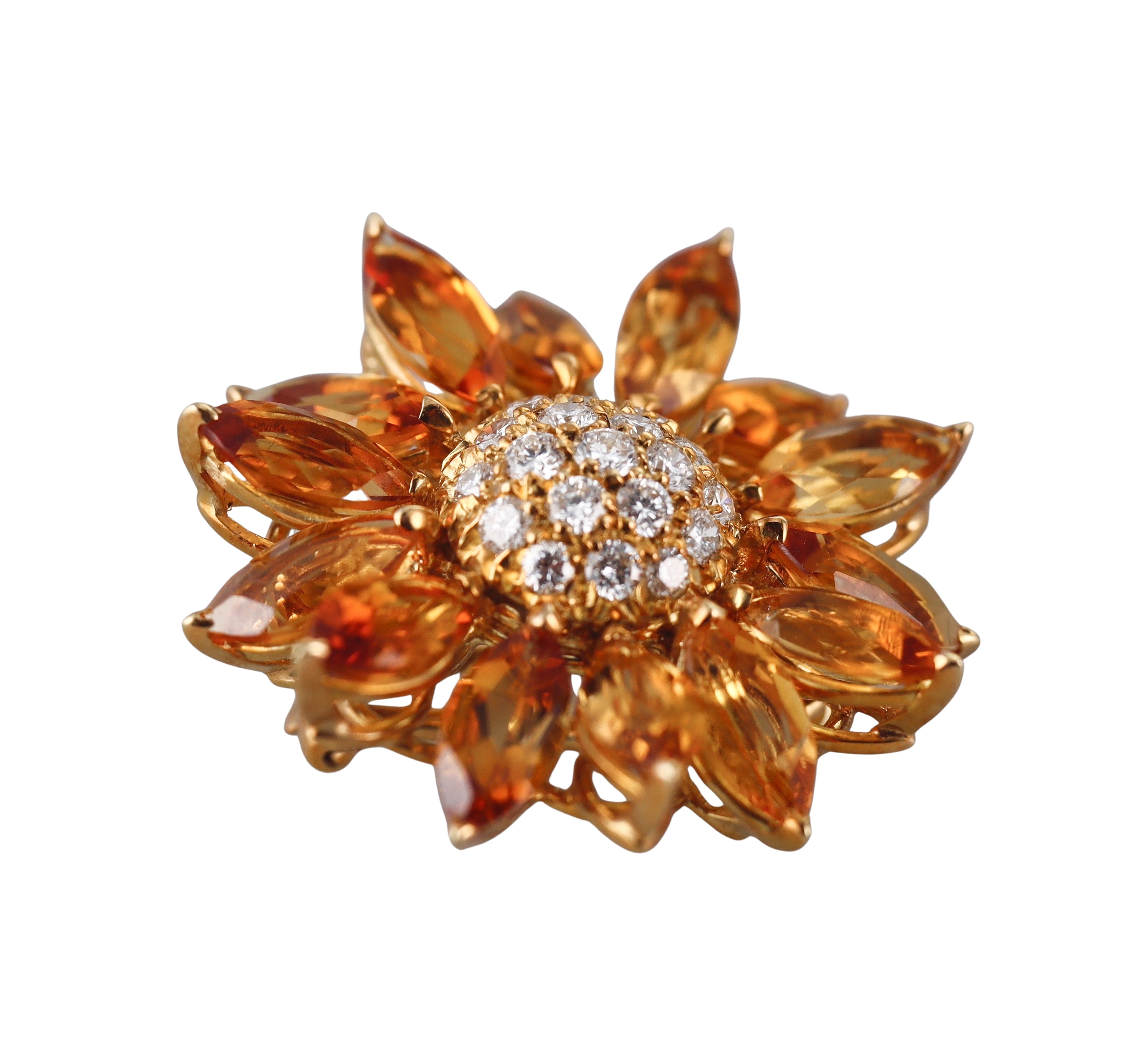 Asprey Daisy Heritage Citrine Diamond Gold Earrings