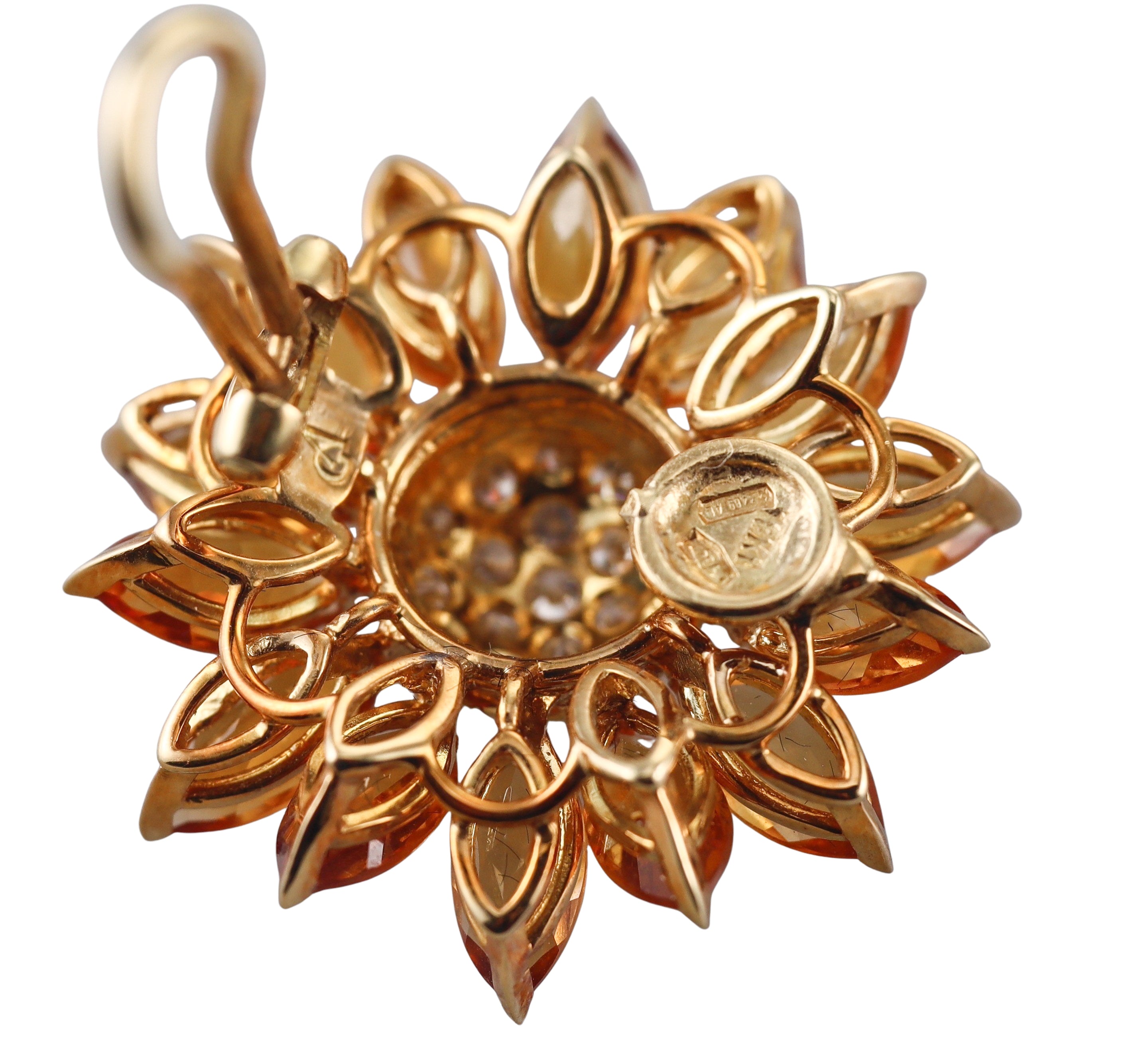 Asprey Daisy Heritage Citrine Diamond Gold Earrings