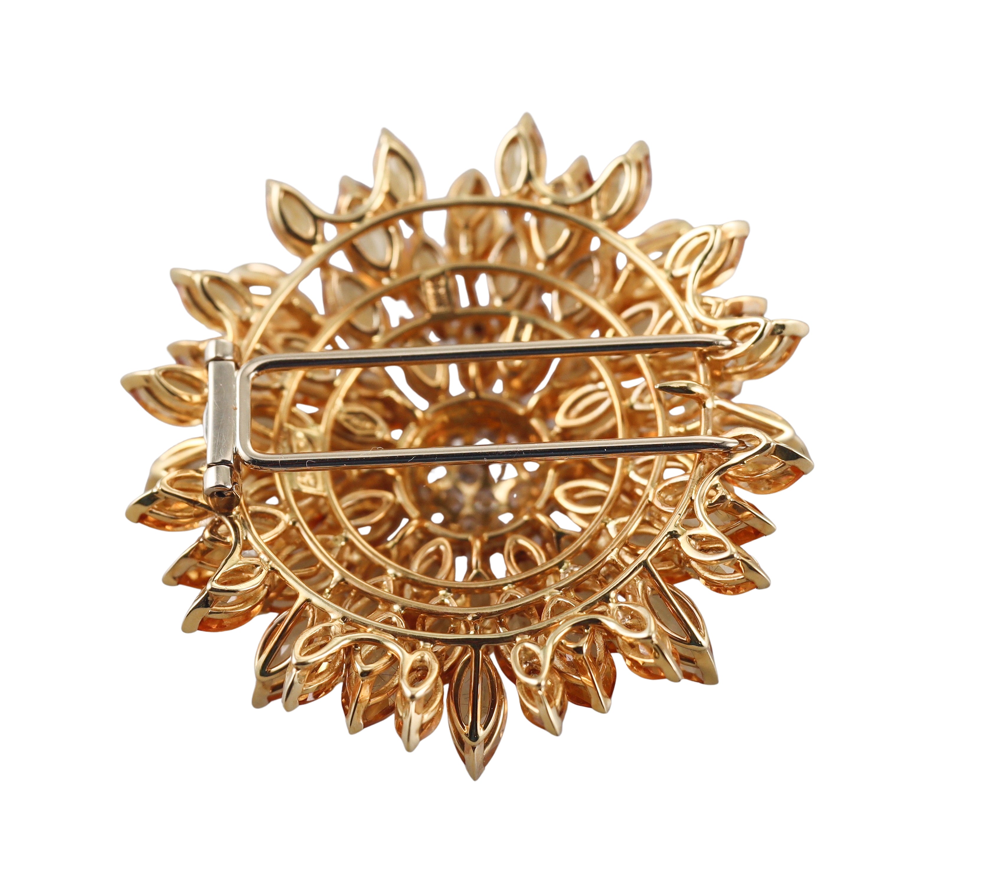 Asprey Daisy Heritage Citrine Diamond Gold Flower Brooch Pin