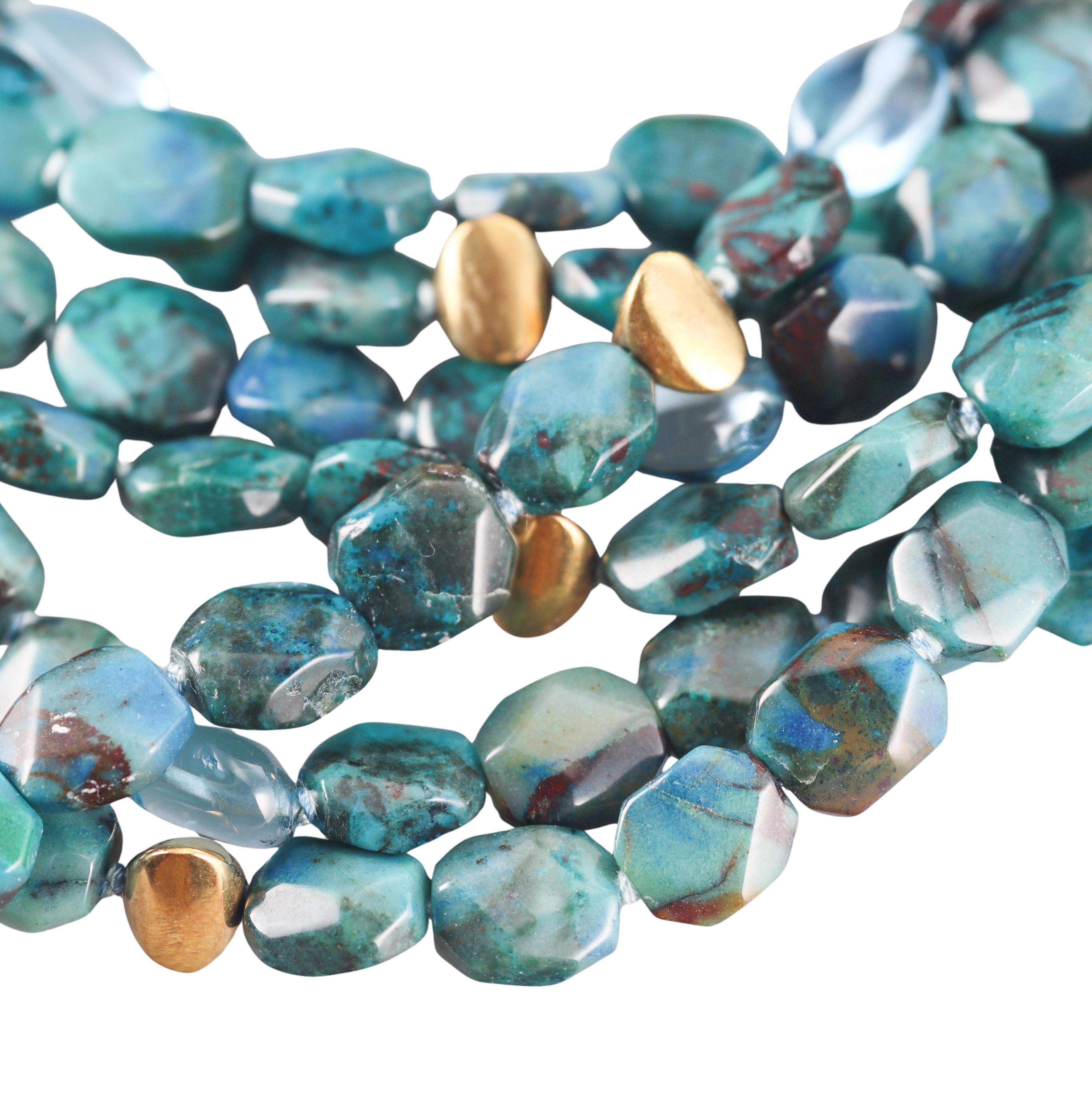 Verdura Gold Chysocolla Topaz Bead Necklace
