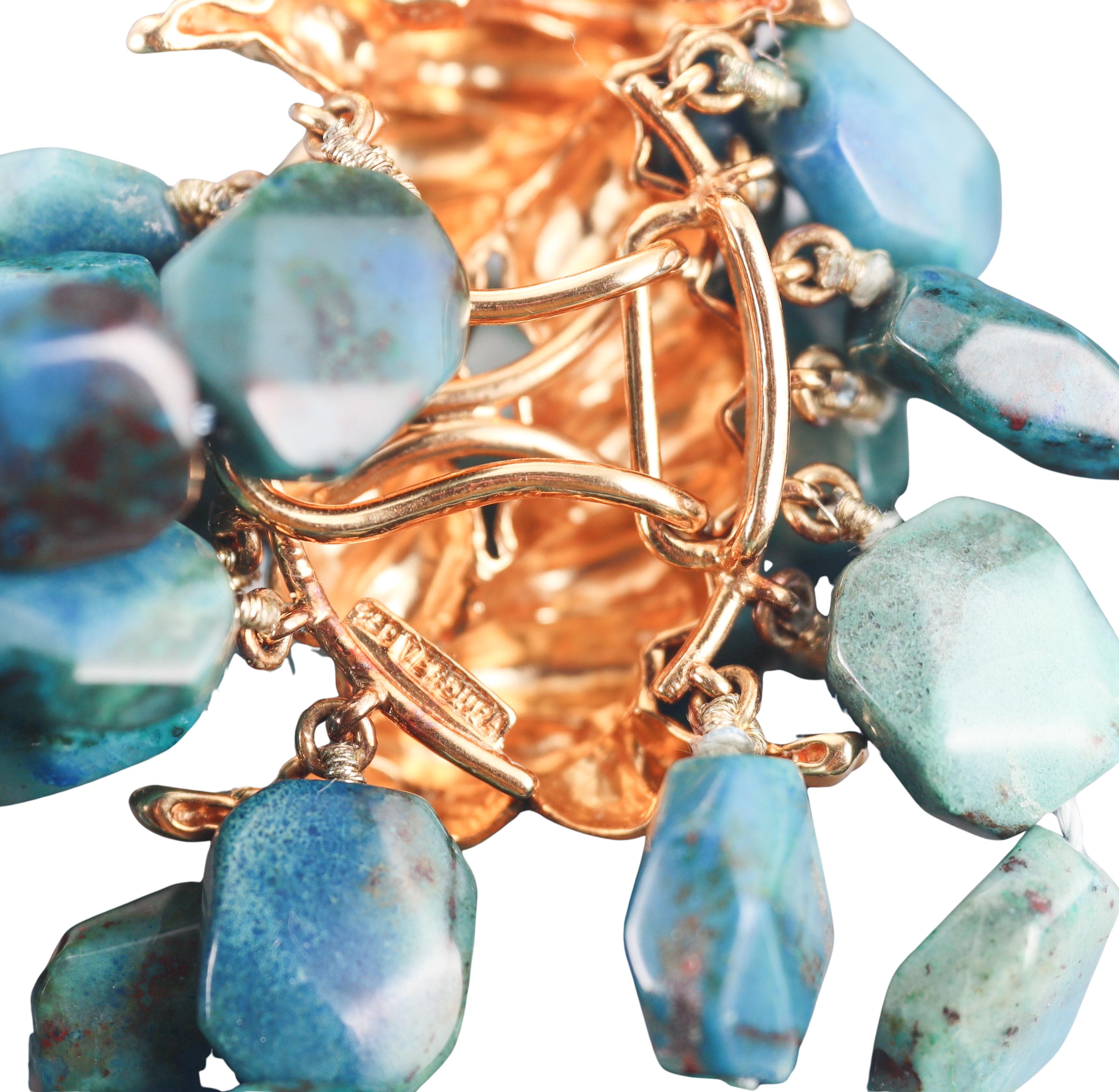 Verdura Gold Chysocolla Topaz Bead Necklace