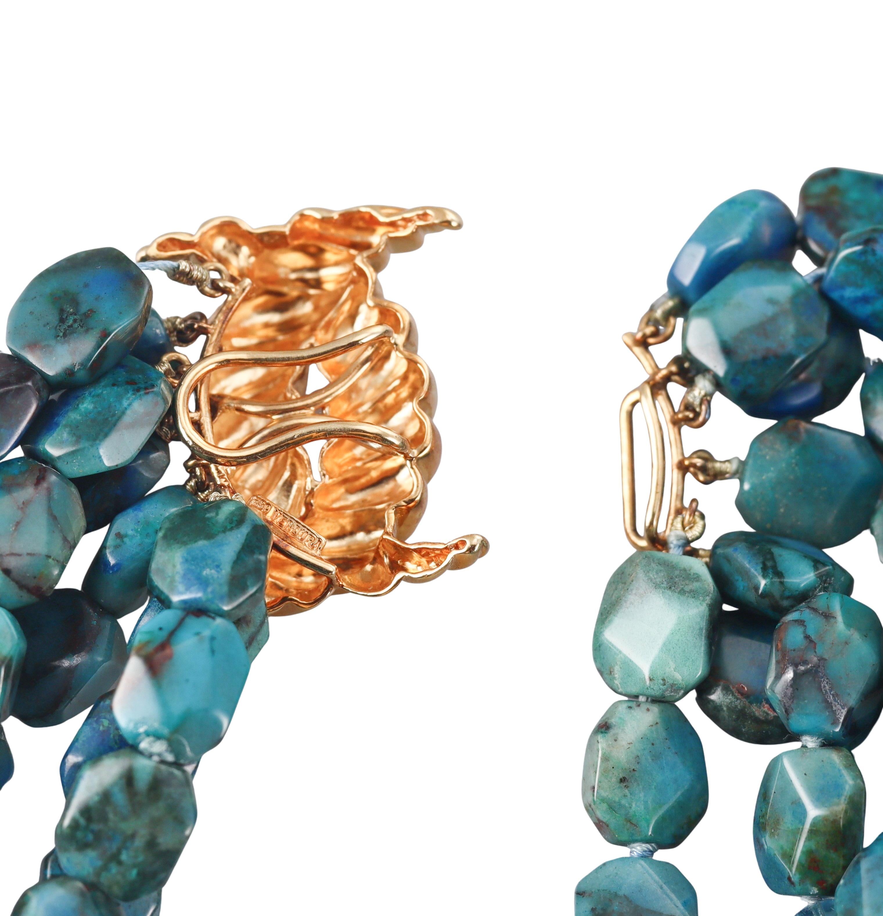 Verdura Gold Chysocolla Topaz Bead Necklace