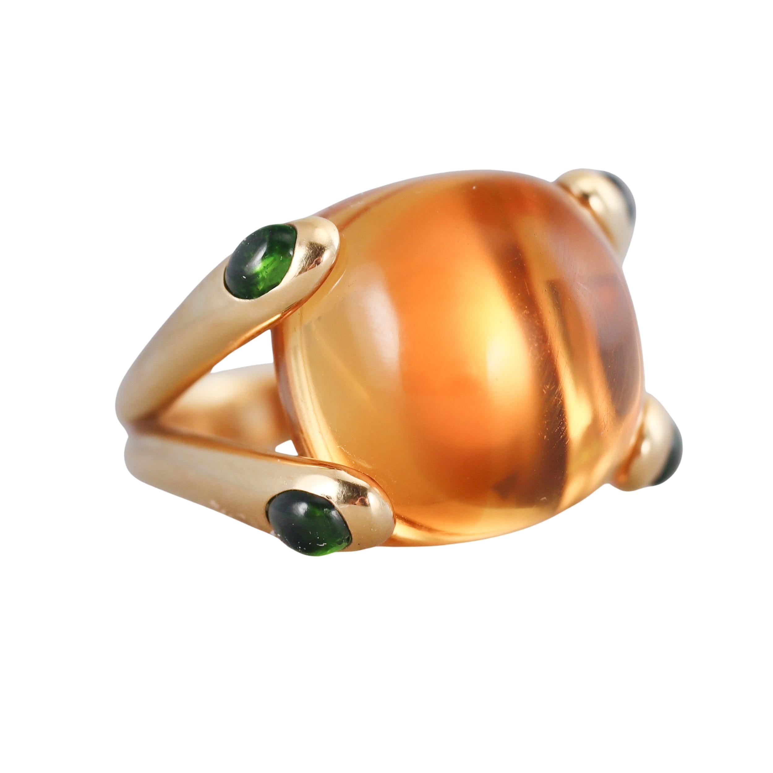 Verdura Candy Citrine Chrome Tourmaline Gold Ring