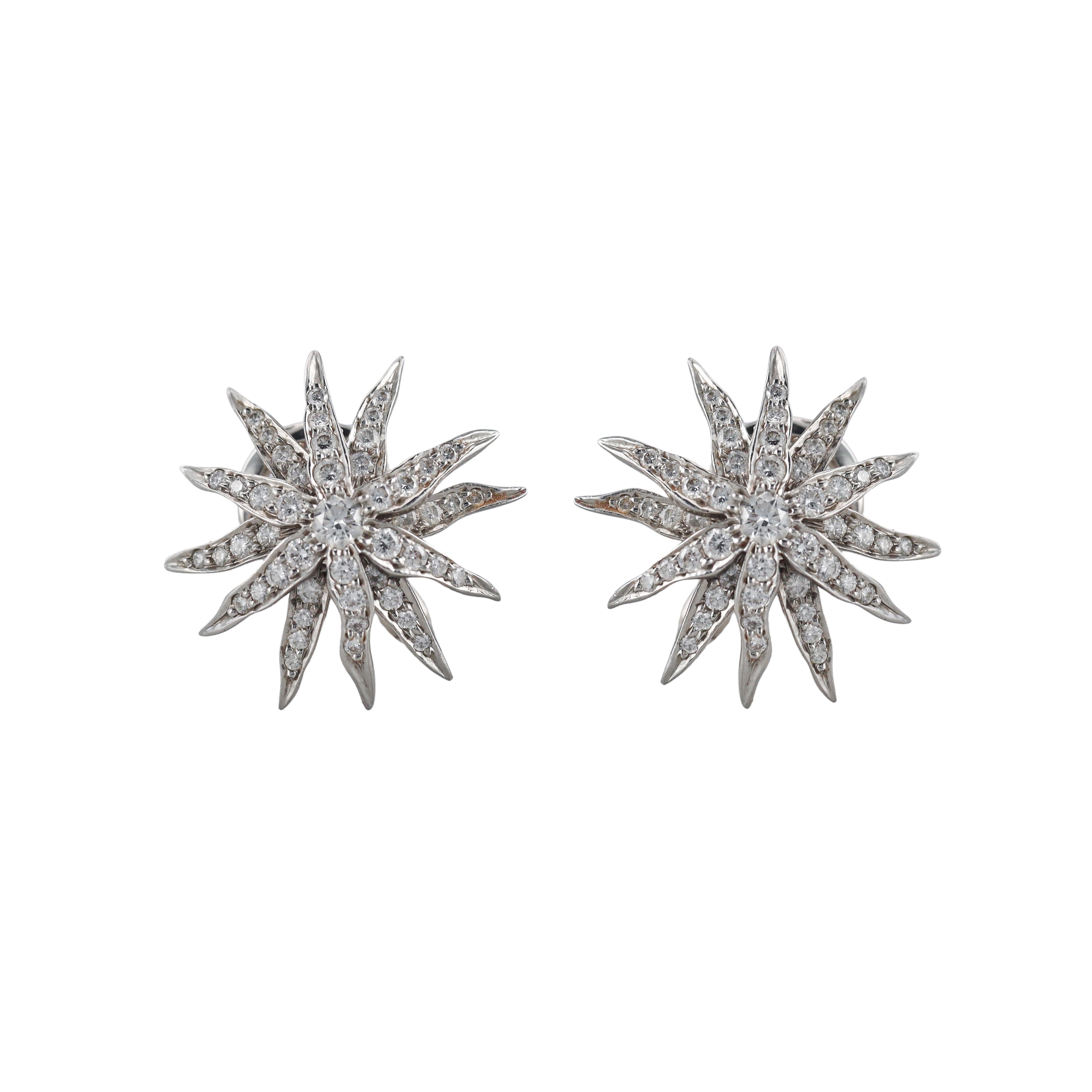 Tiffany & Co Lace Sunburst Platinum Diamond Earrings