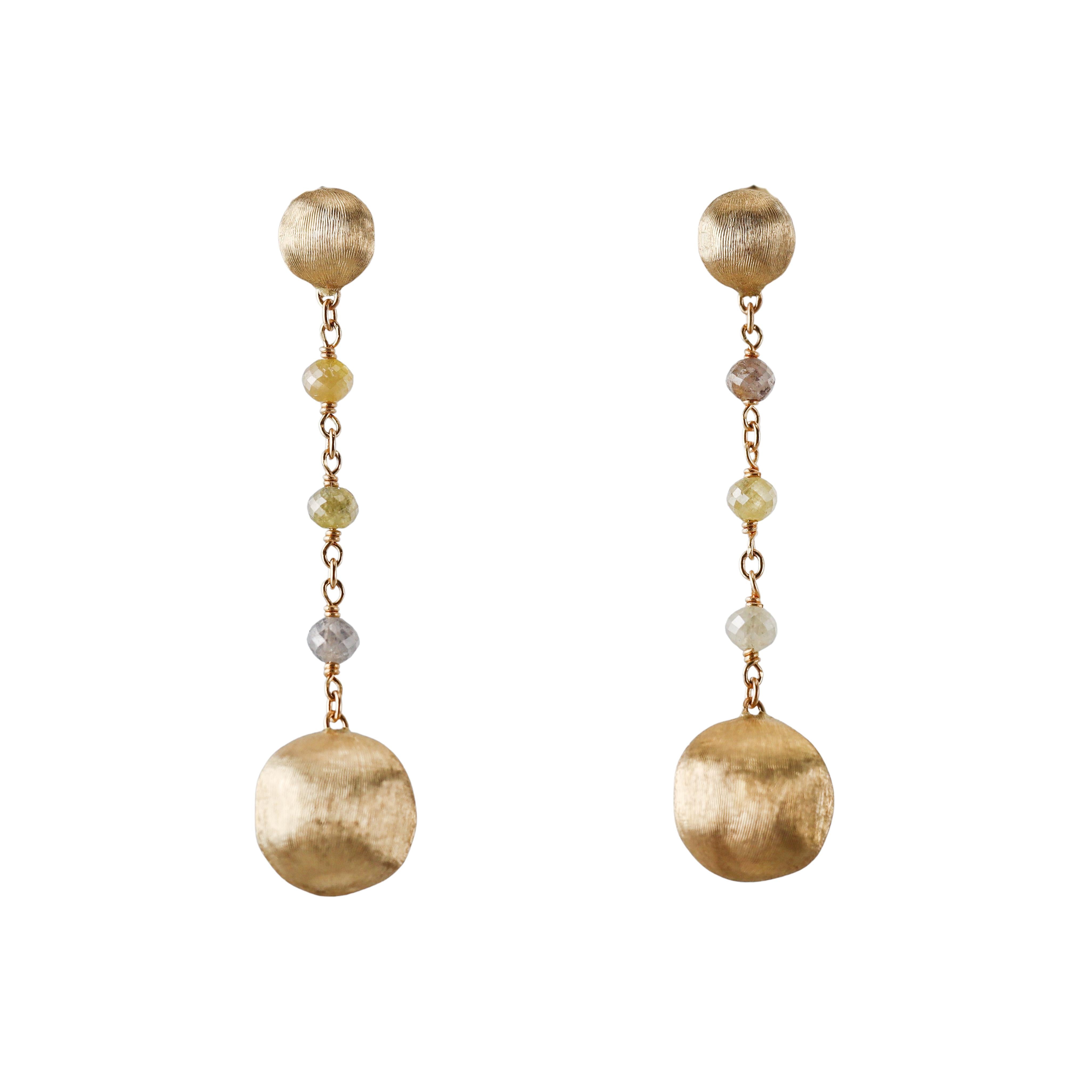 Marco Bicego Africa Rough Diamond Gold Drop Earrings