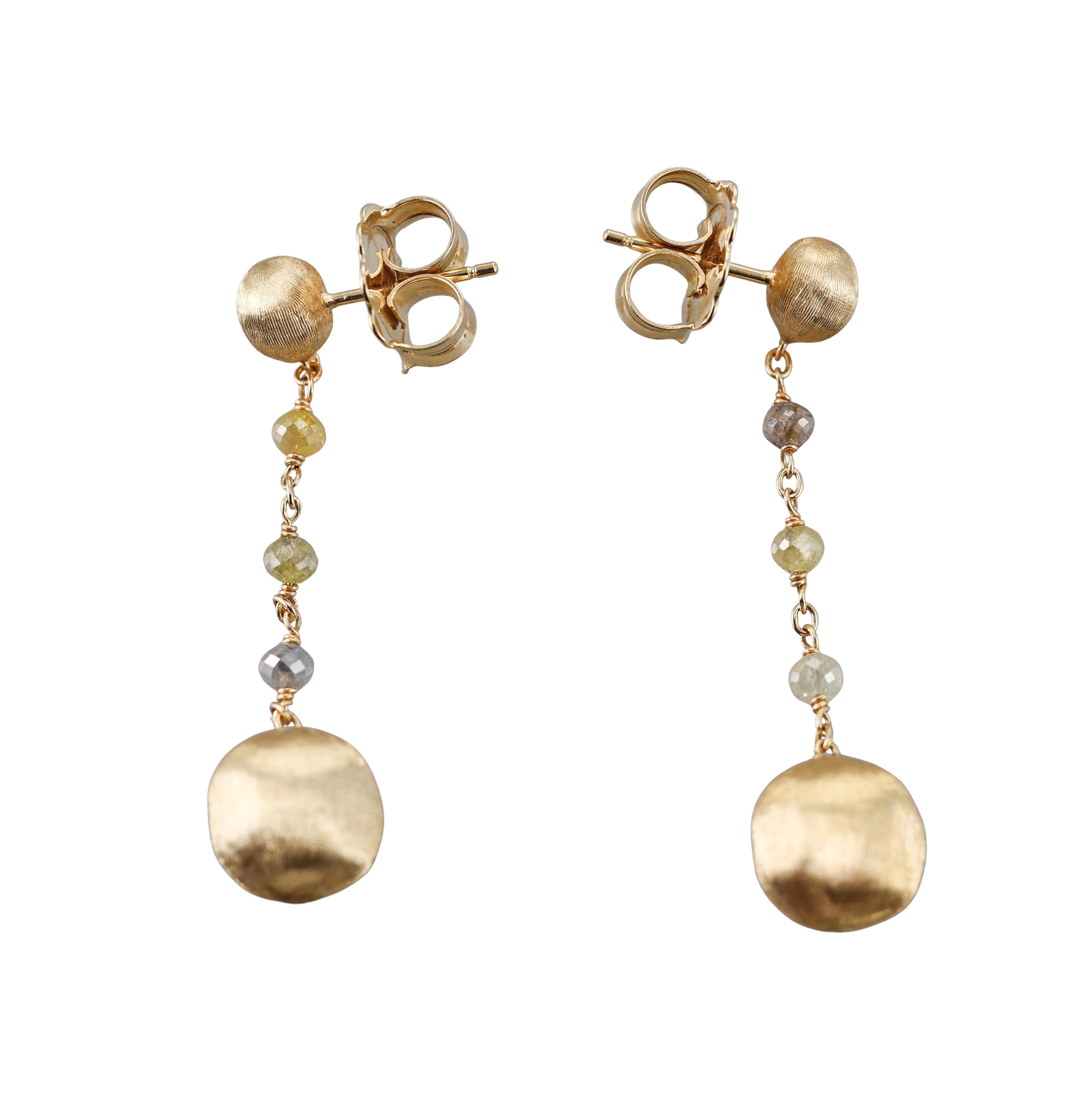 Marco Bicego Africa Rough Diamond Gold Drop Earrings