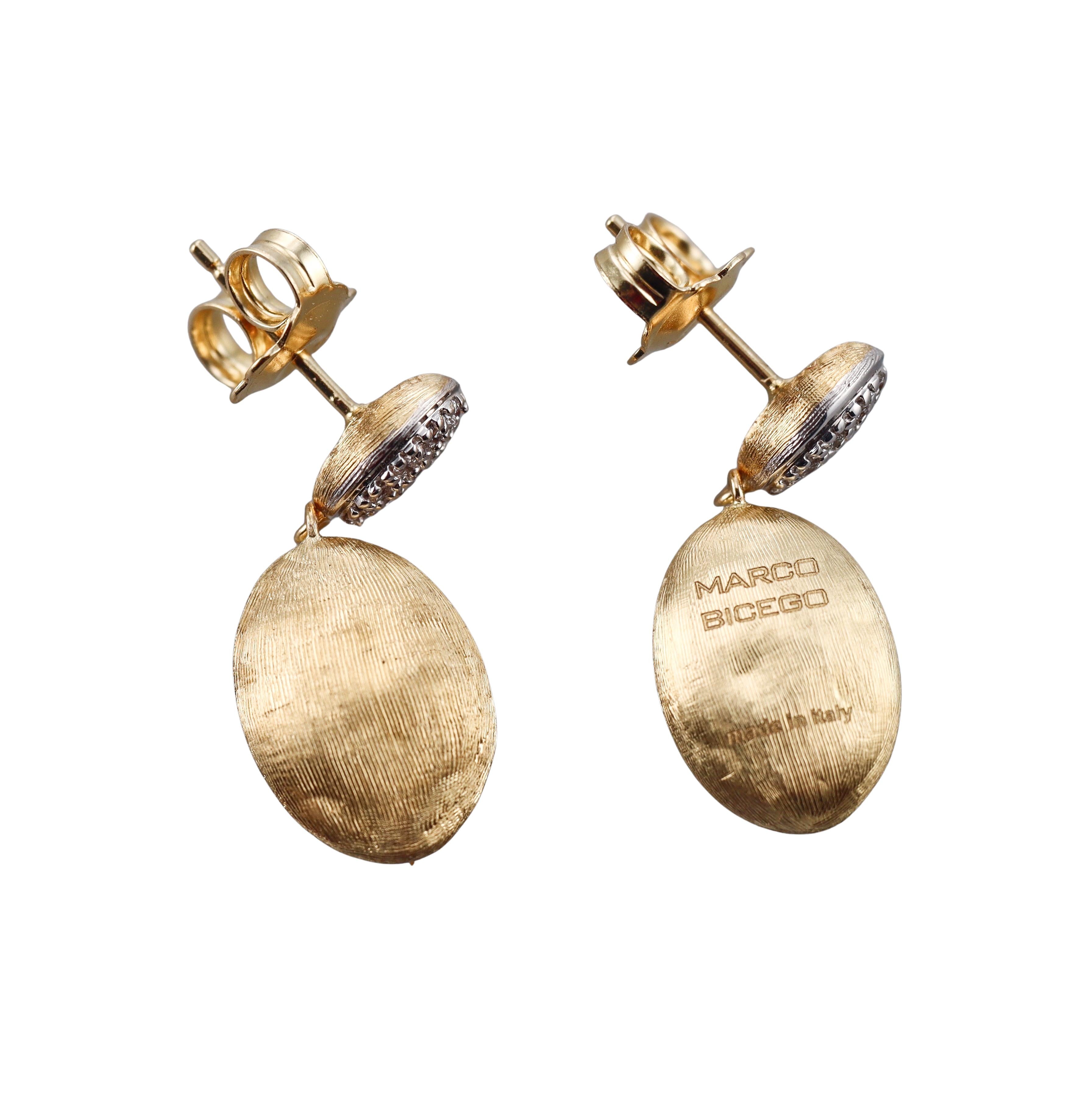 Marco Bicego Siviglia Diamond Gold Medium Drop Earrings