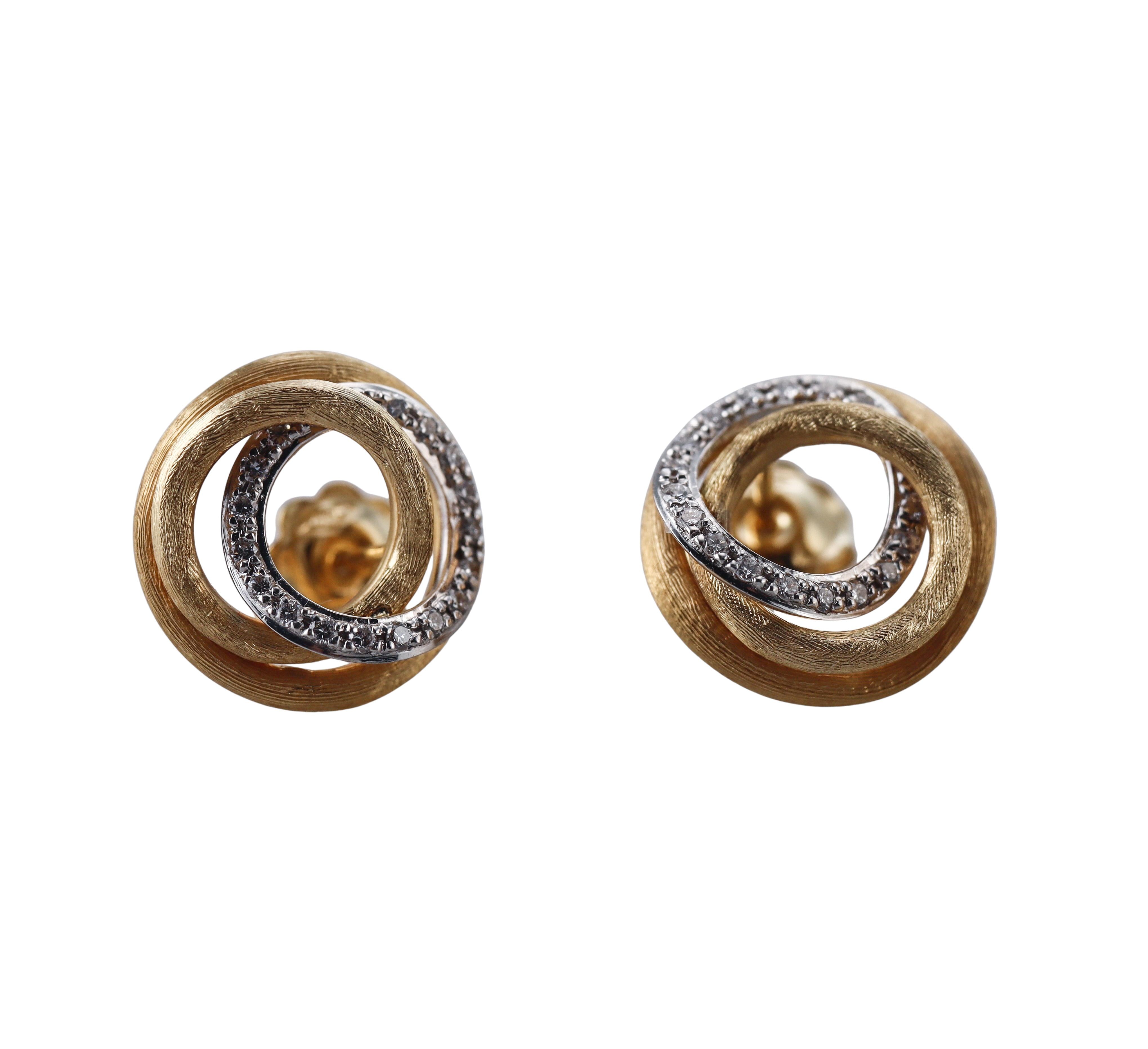 Marco Bicego Jaipur Link Diamond Gold Stud Earrings