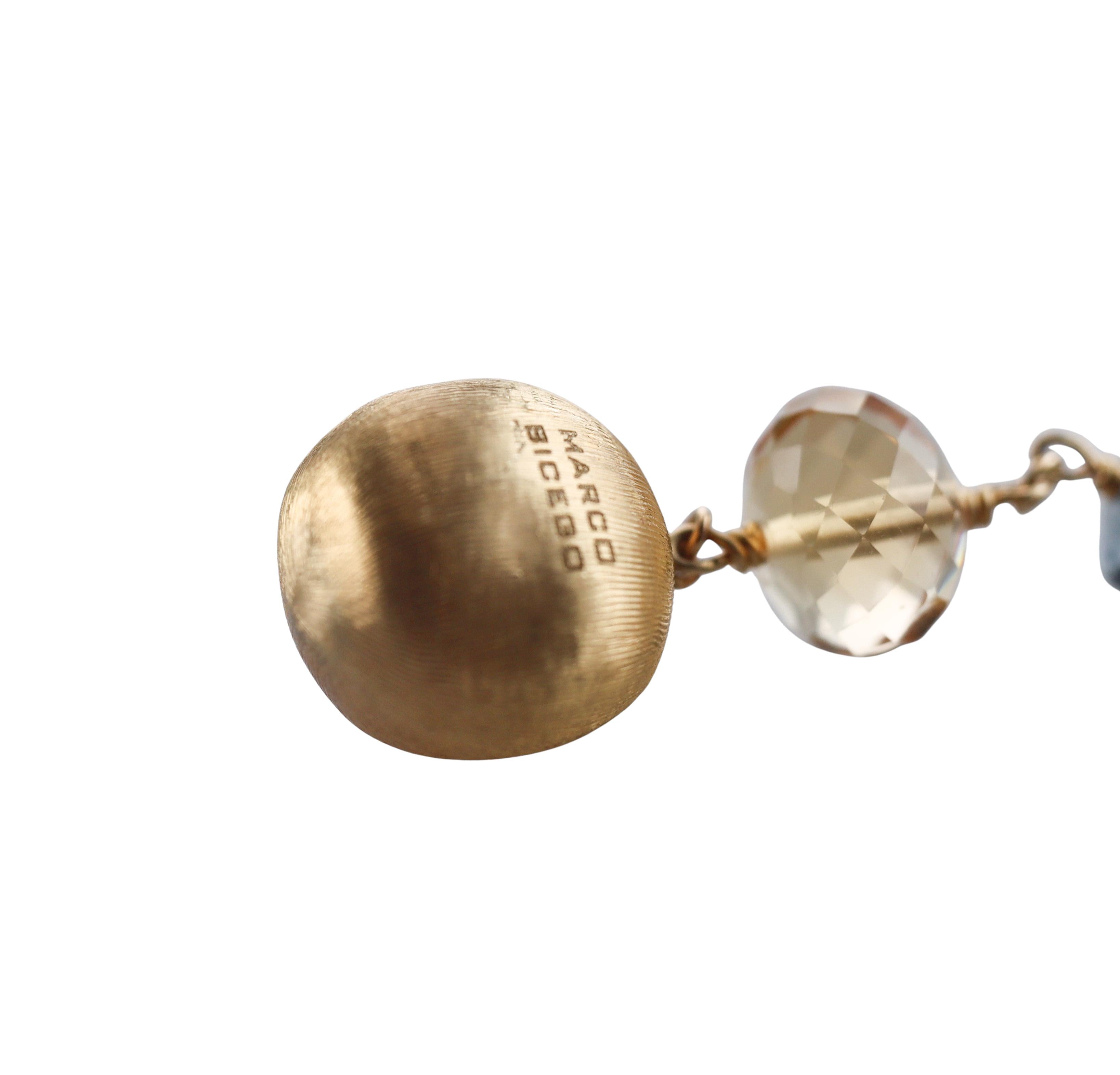 Marco Bicego Africa Gemstone Gold Drop Earrings