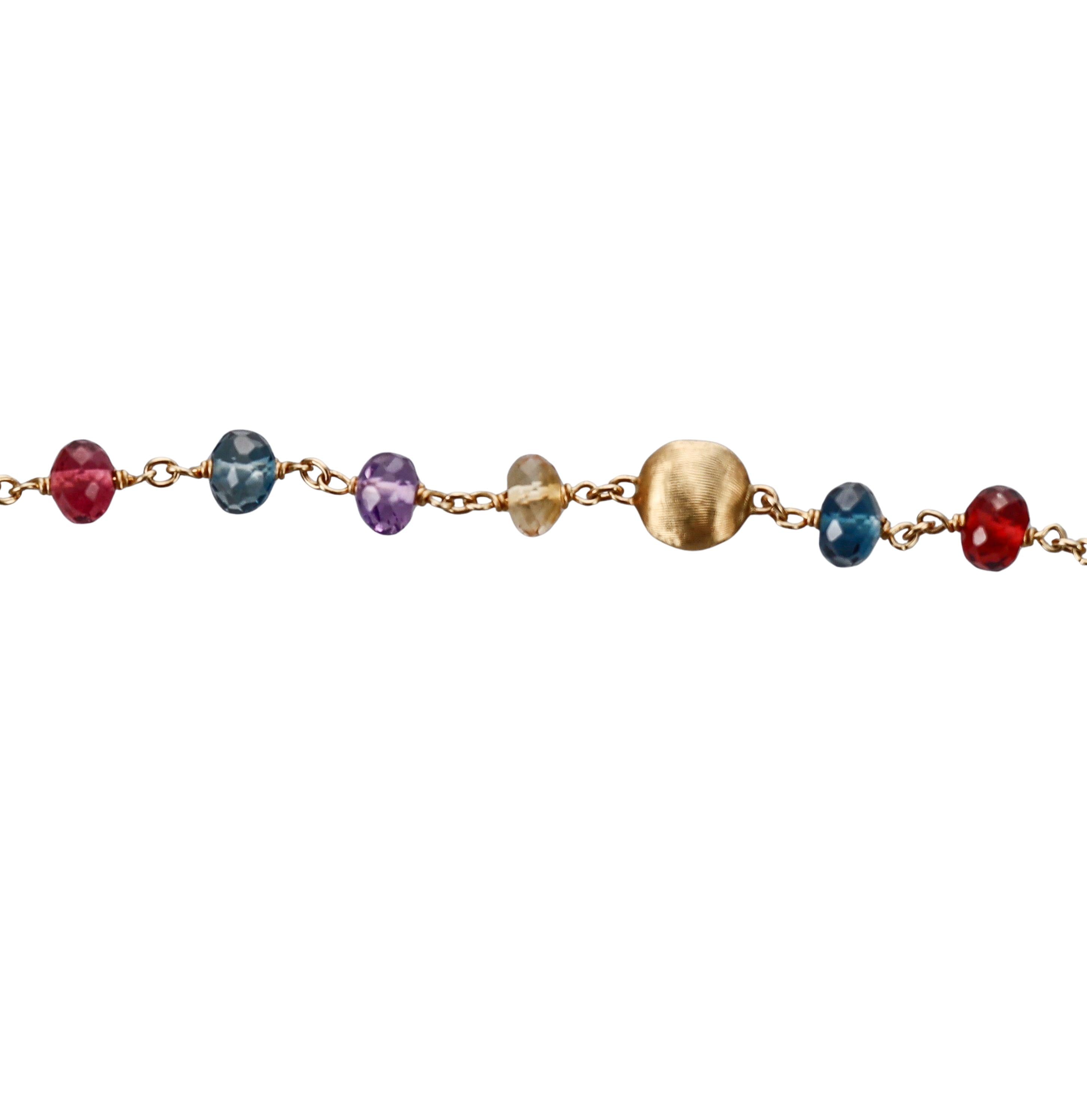 Marco Bicego Africa Gemstone Diamond Gold Lariat Necklace