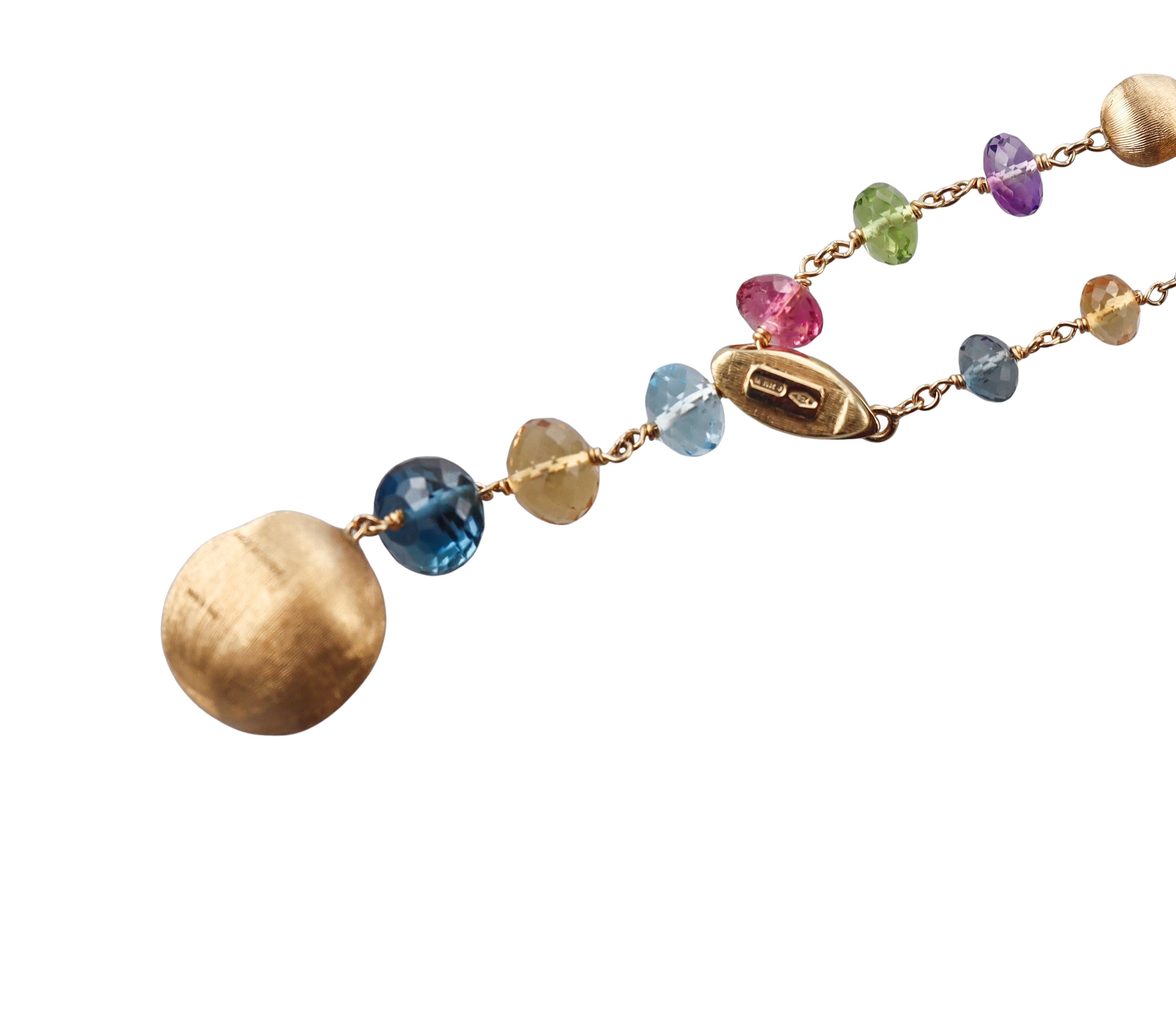 Marco Bicego Africa Gemstone Diamond Gold Lariat Necklace