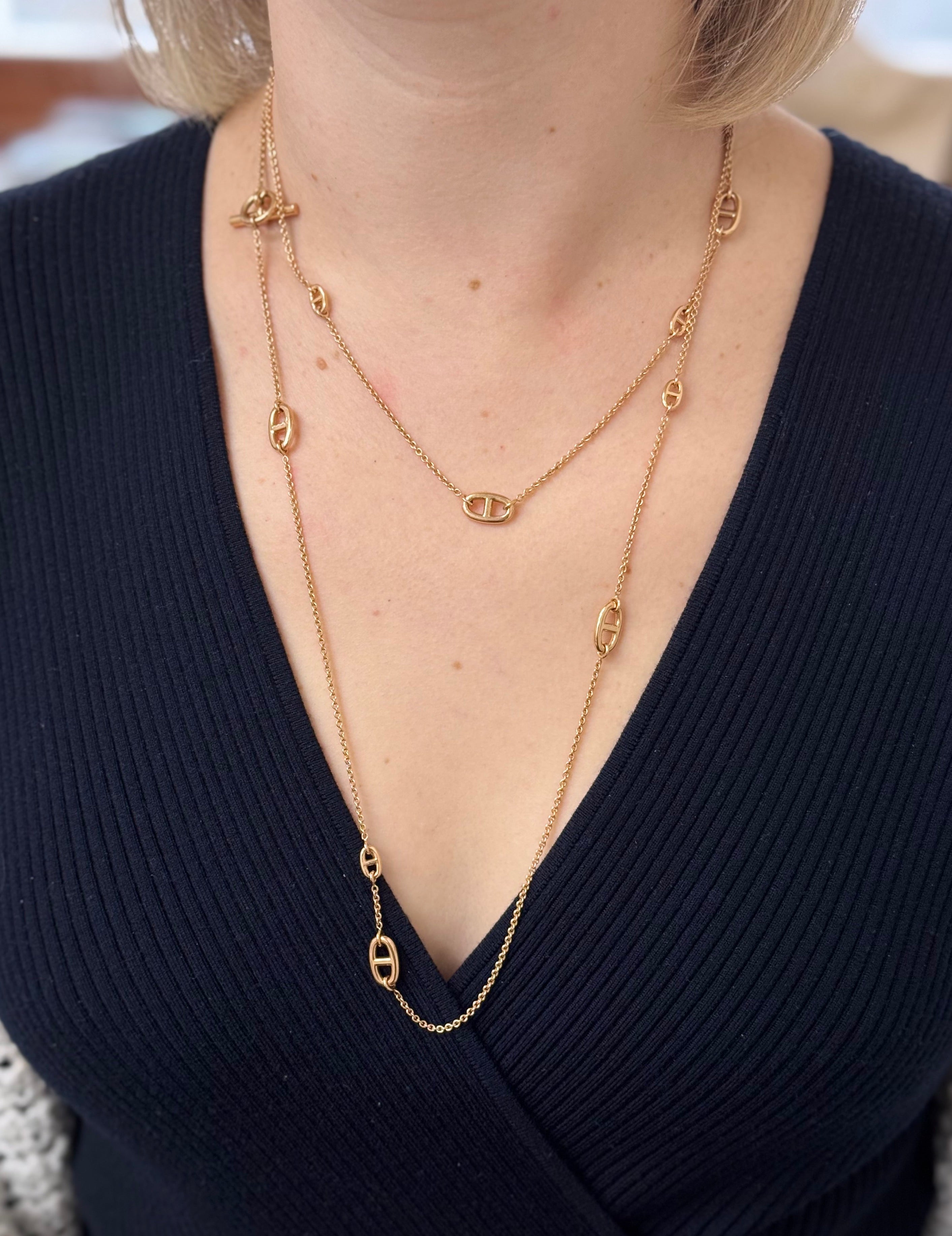 Hermes Farandole 120cm Rose Gold Long Toggle Necklace