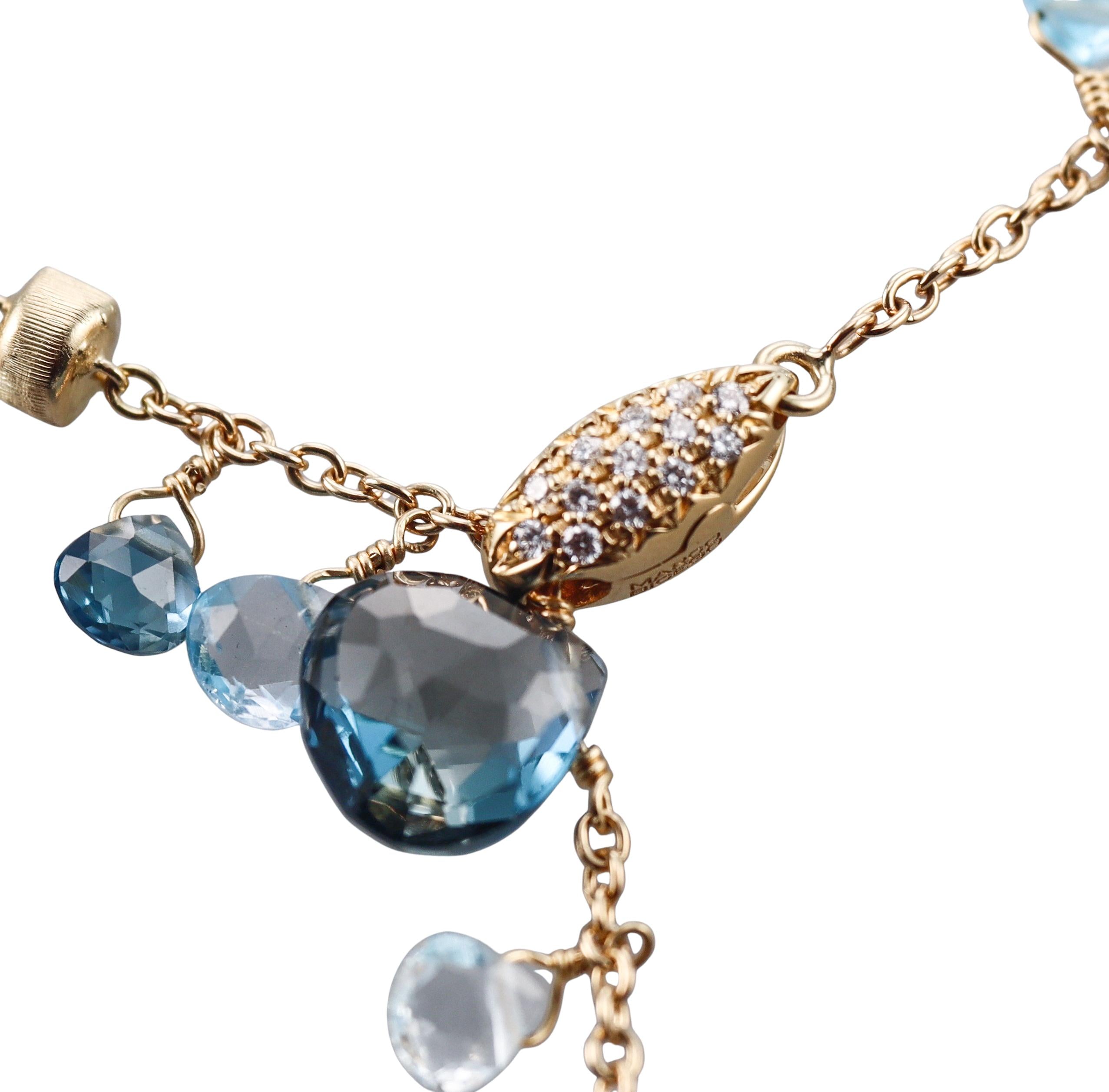 Marco Bicego Paradise Topaz Diamond Gold Lariat Necklace