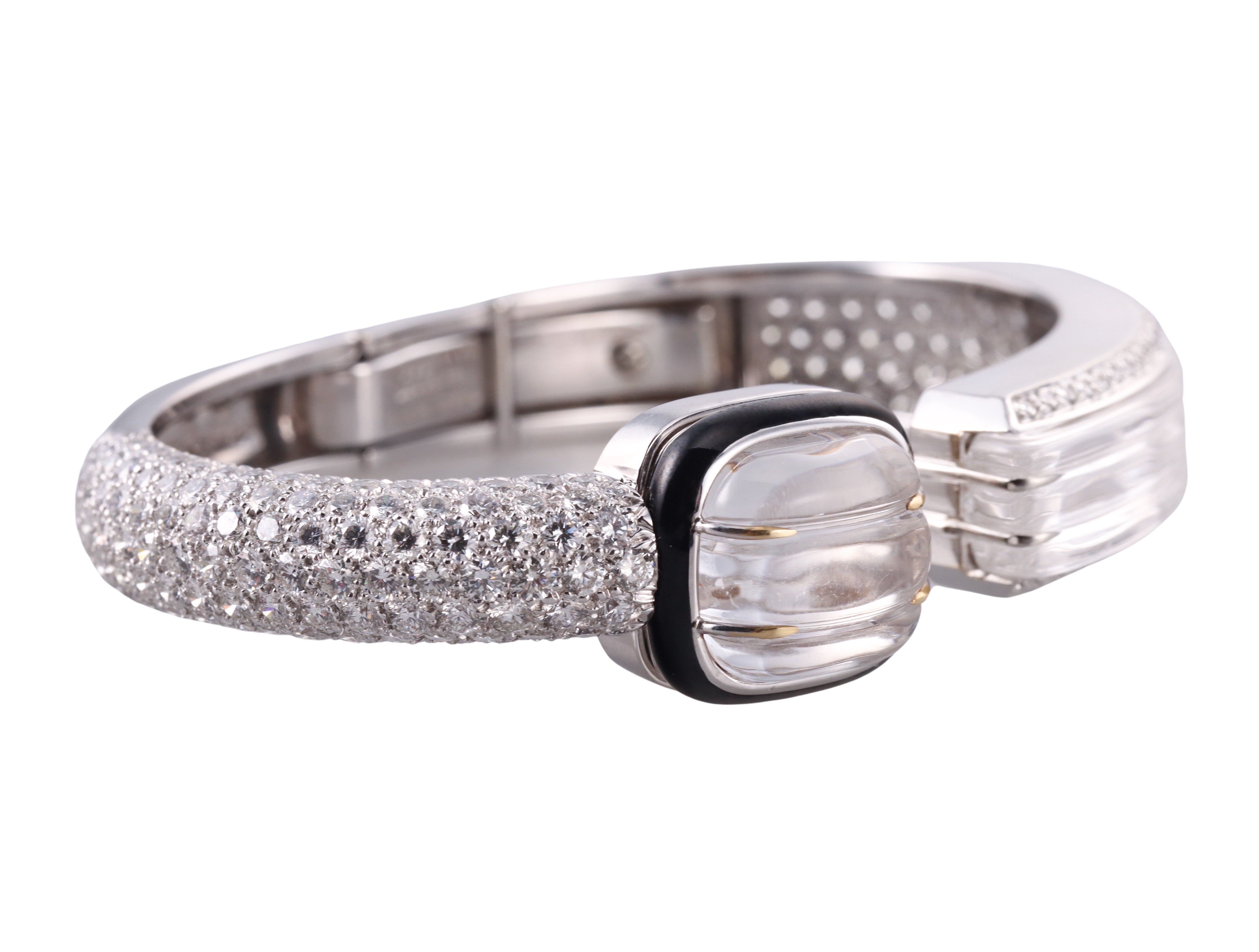 David Webb Enamel Crystal Diamond Gold Platinum Comet Bracelet