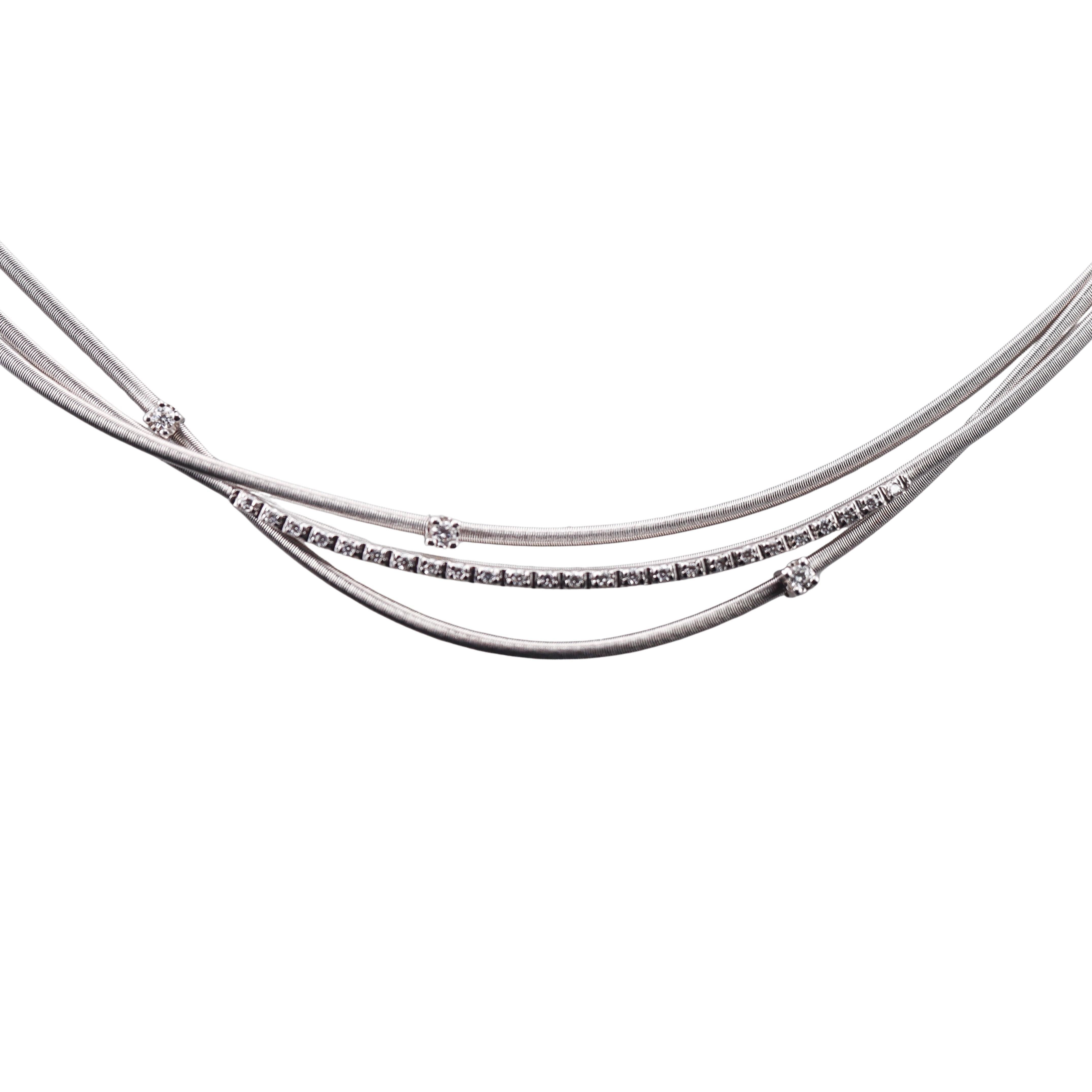 Marco Bicego Goa Diamond Gold Three Strand Necklace