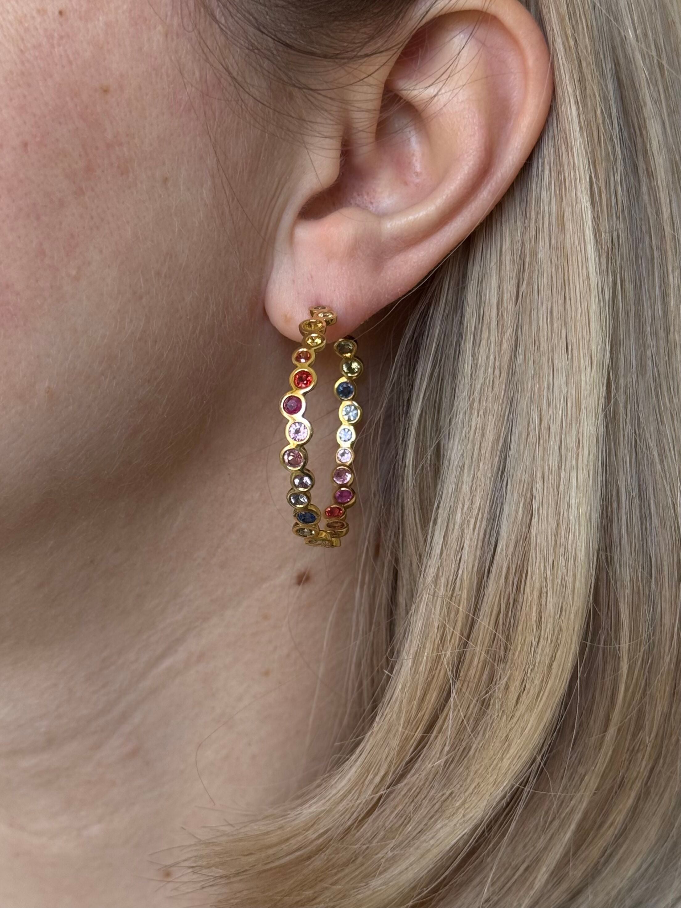 Ippolita Starlet Rainbow Sapphire Gold Hoop Earrings