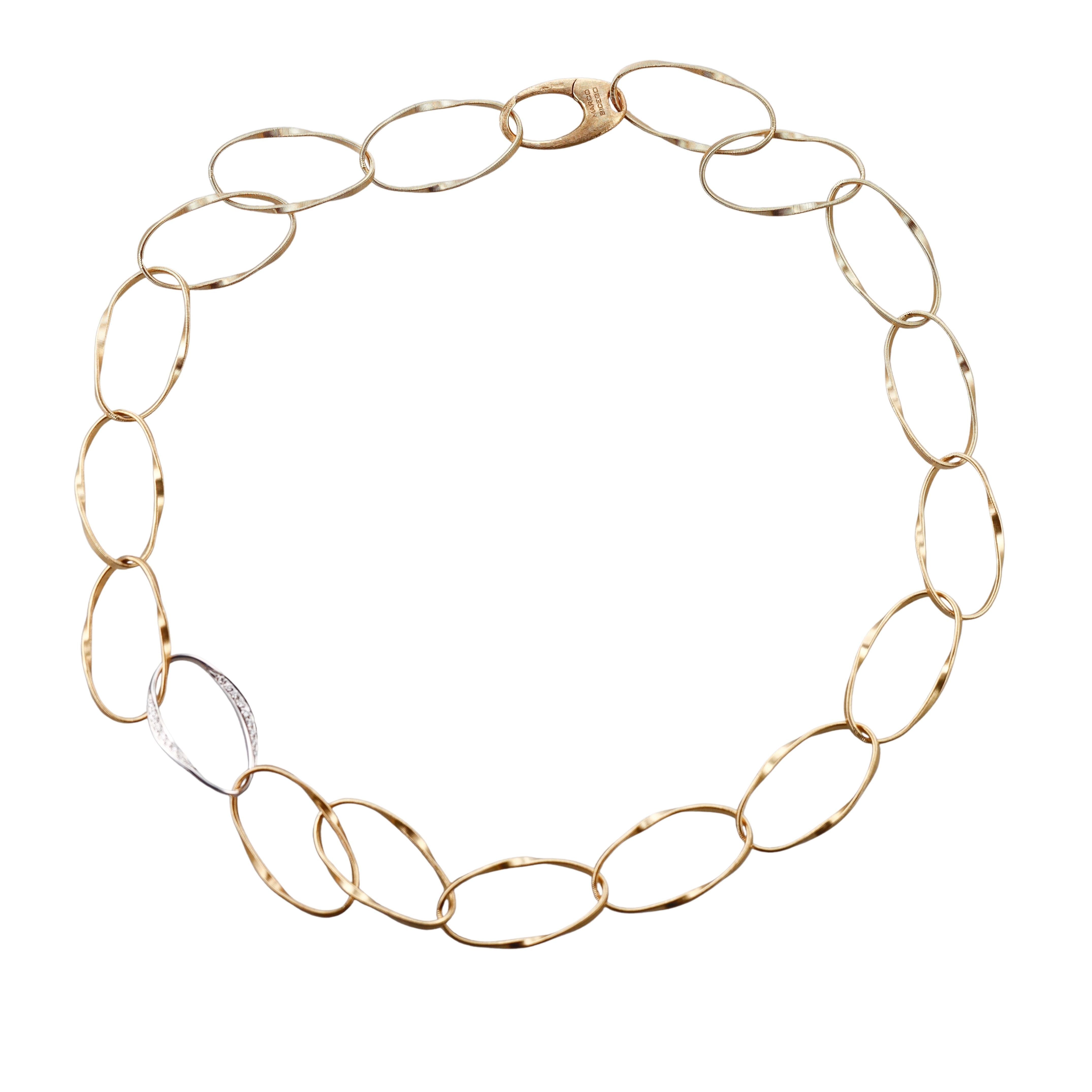 Marco Bicego Marrakech Onde Diamond Gold Oval Link Necklace