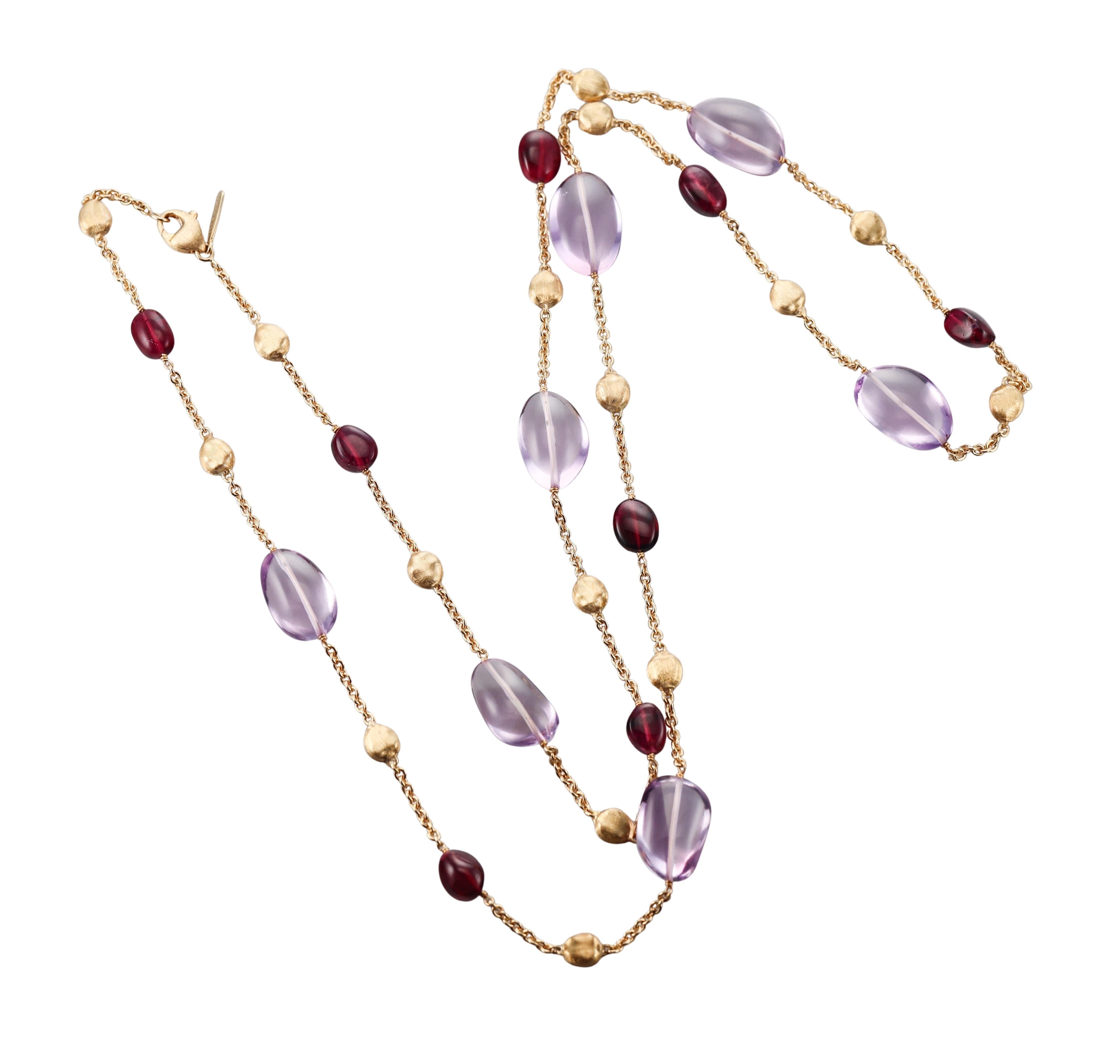 Marco Bicego Confetti Gemme Rhodolite Amethyst Gold Long Necklace