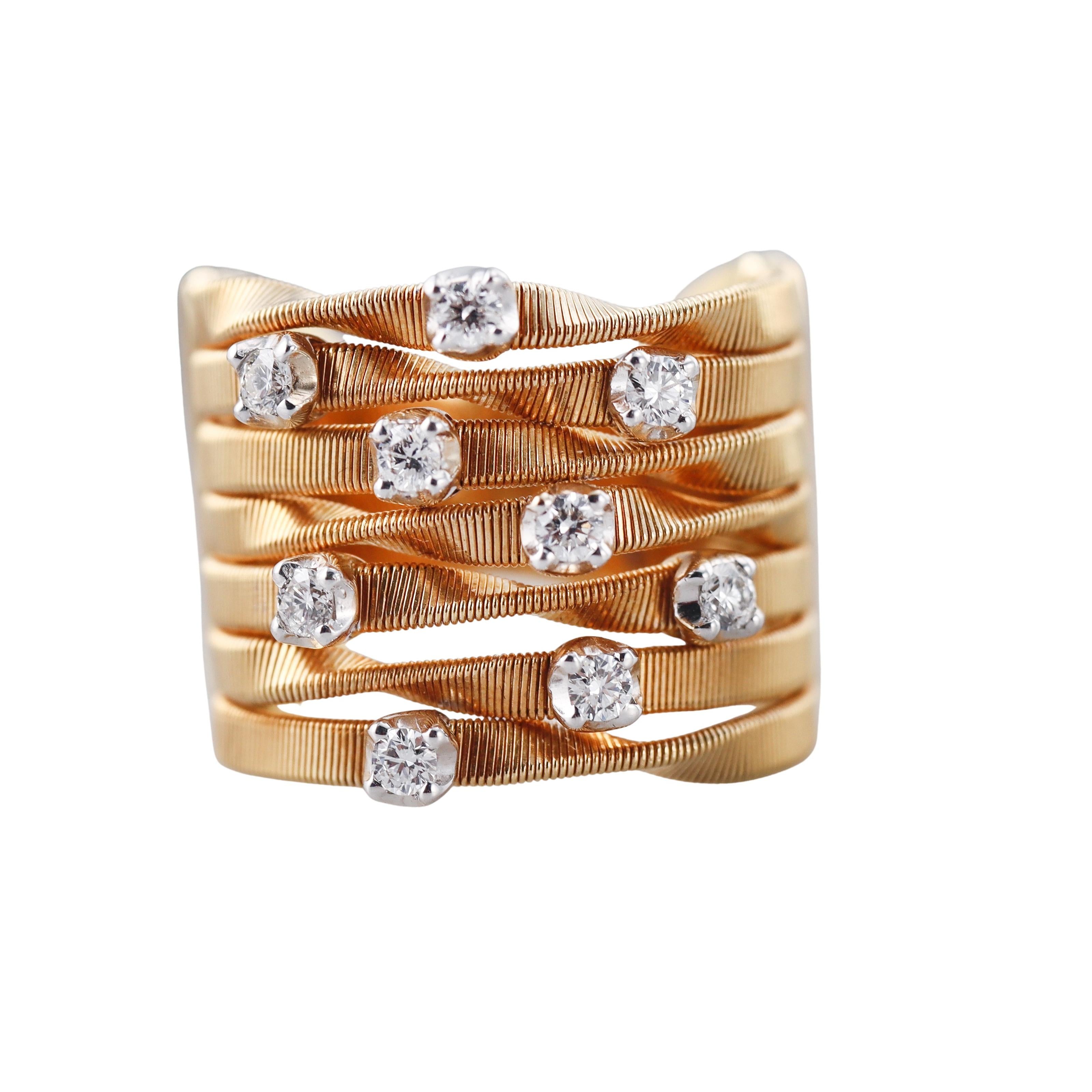 Marco Bicego Marrakech Seven Row Diamond Gold Ring