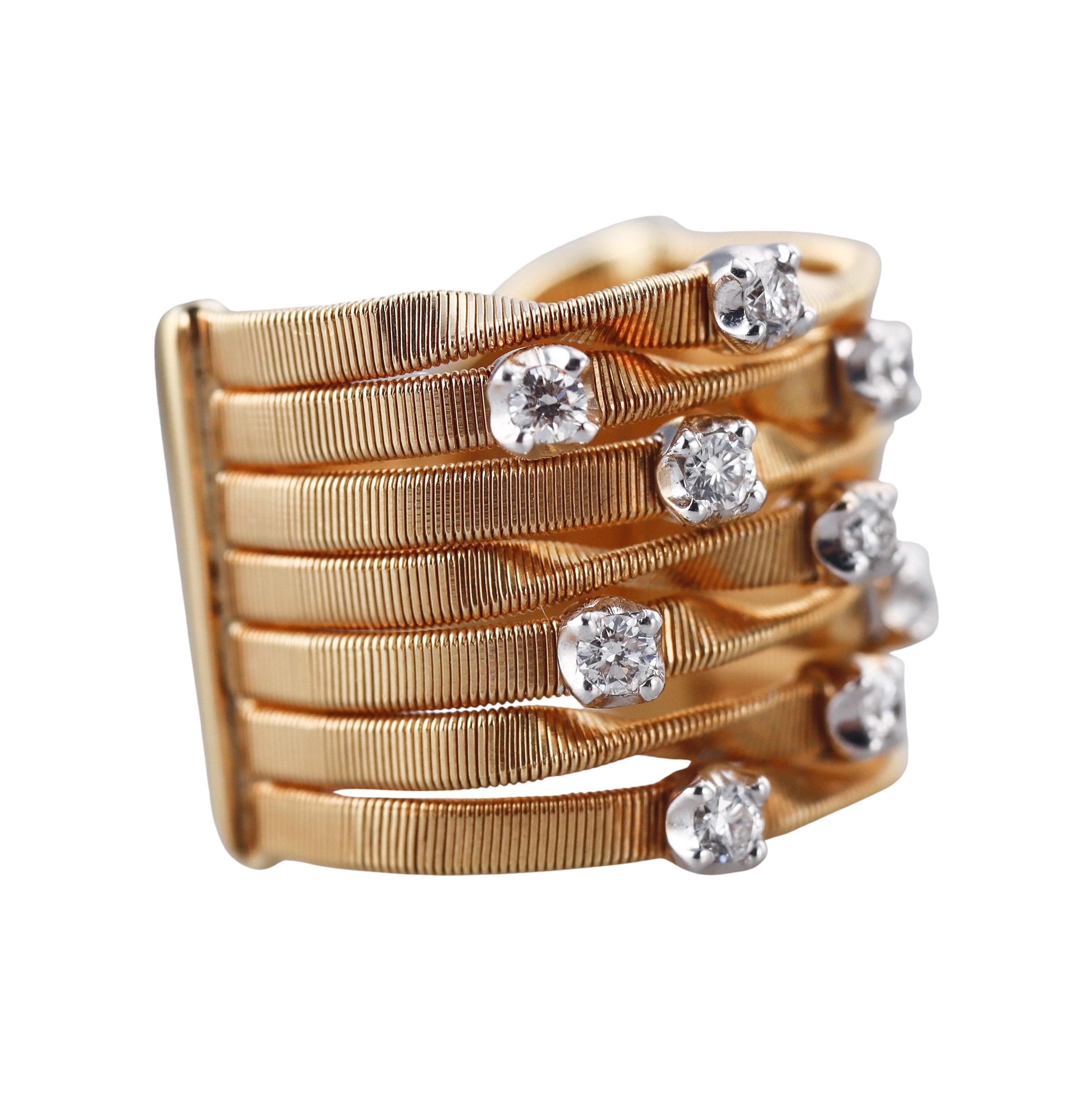 Marco Bicego Marrakech Seven Row Diamond Gold Ring