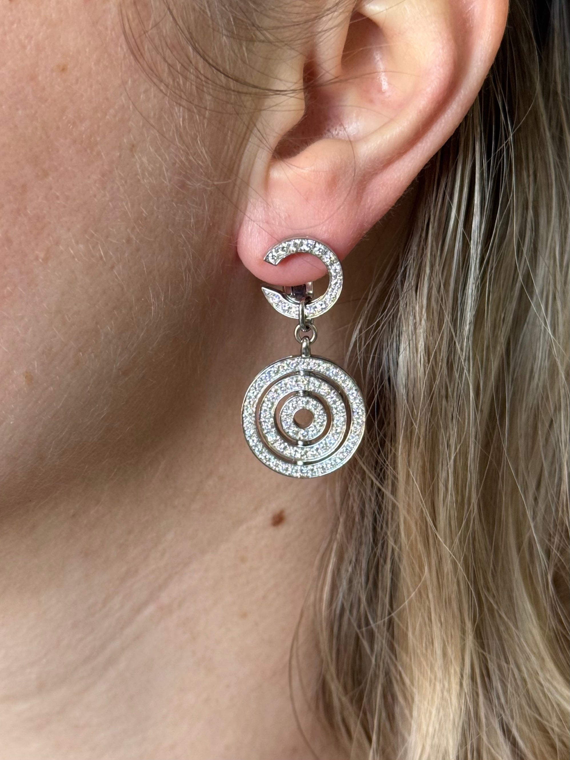 Bulgari Cerchi Astrale Diamond Gold Drop Earrings