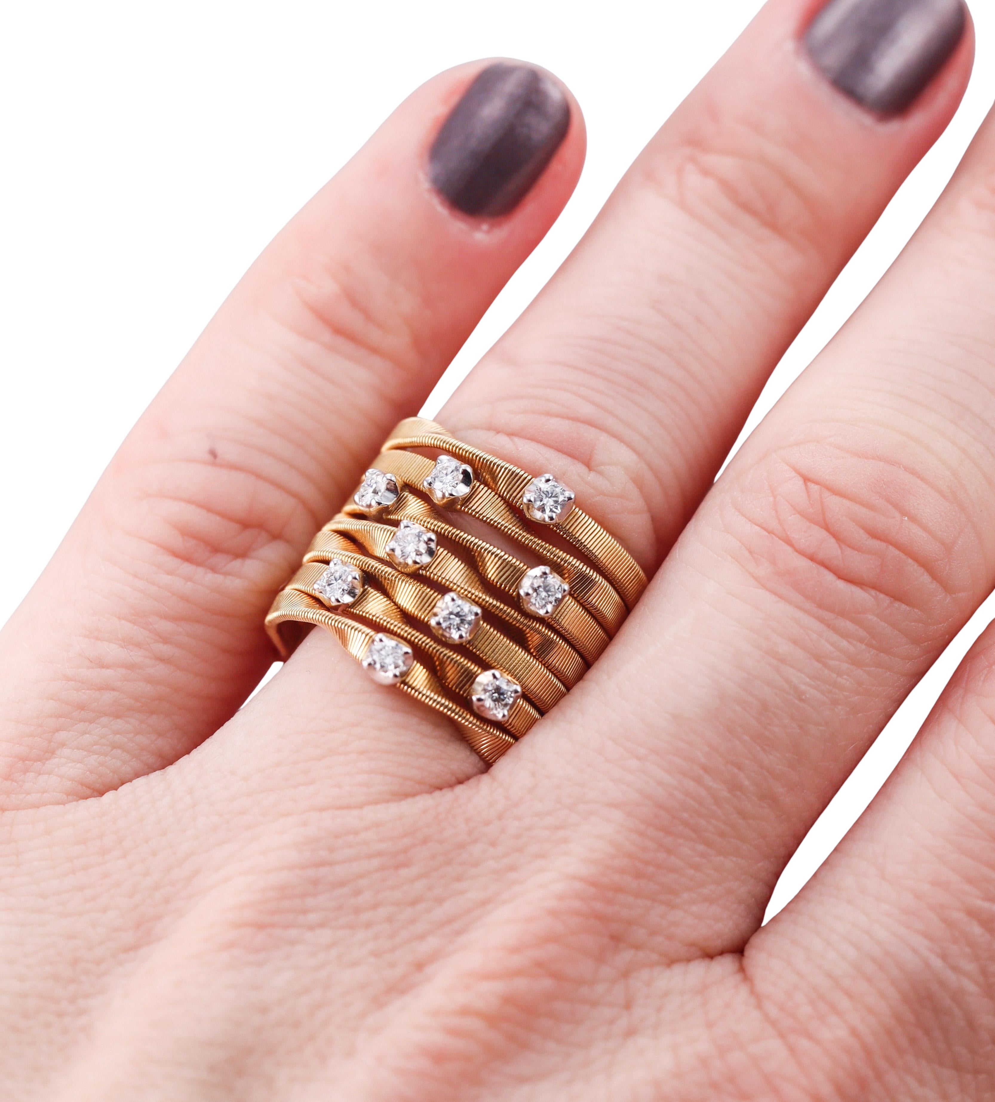 Marco Bicego Marrakech Seven Row Diamond Gold Ring