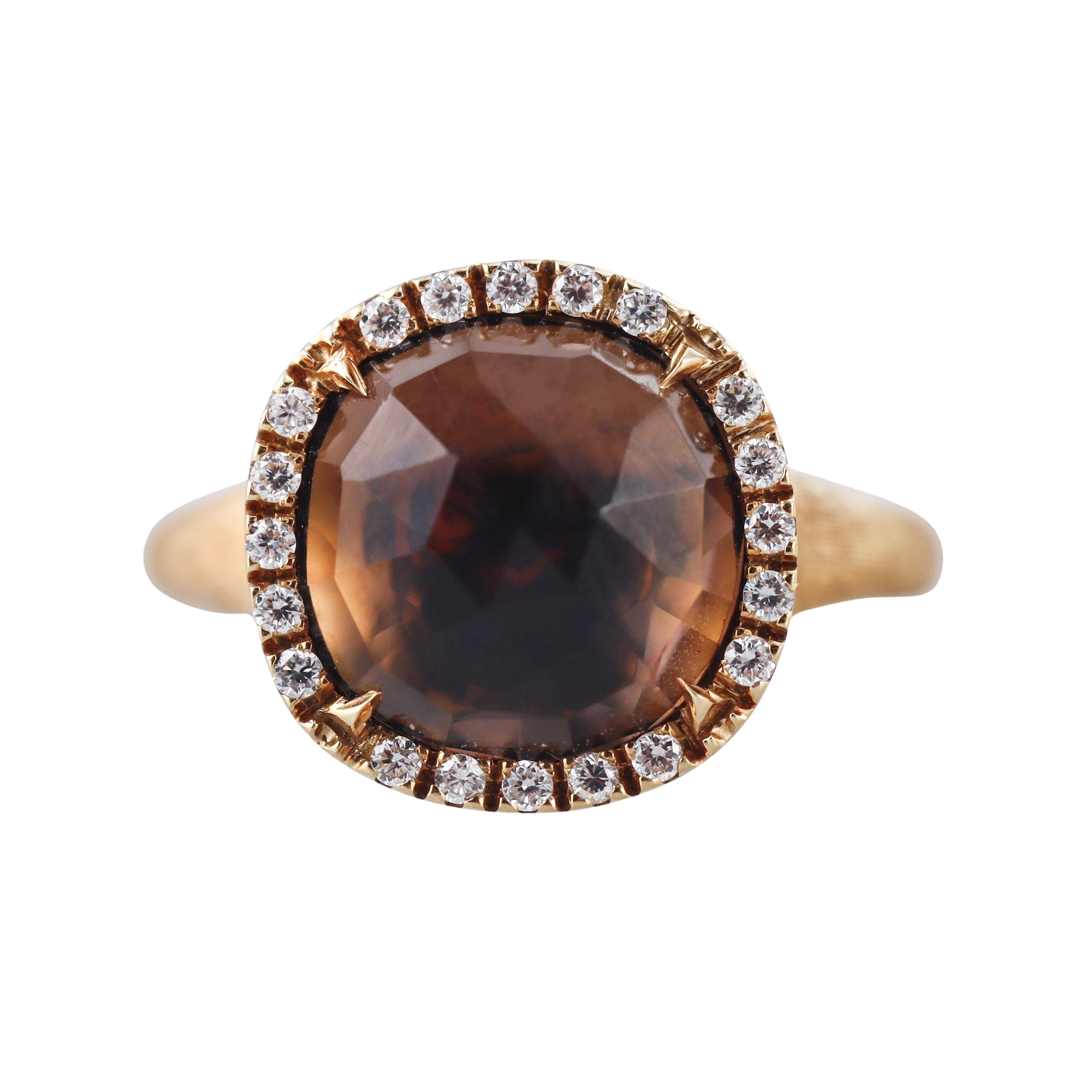 Marco Bicego Jaipur Smokey Quartz Diamond Gold Ring