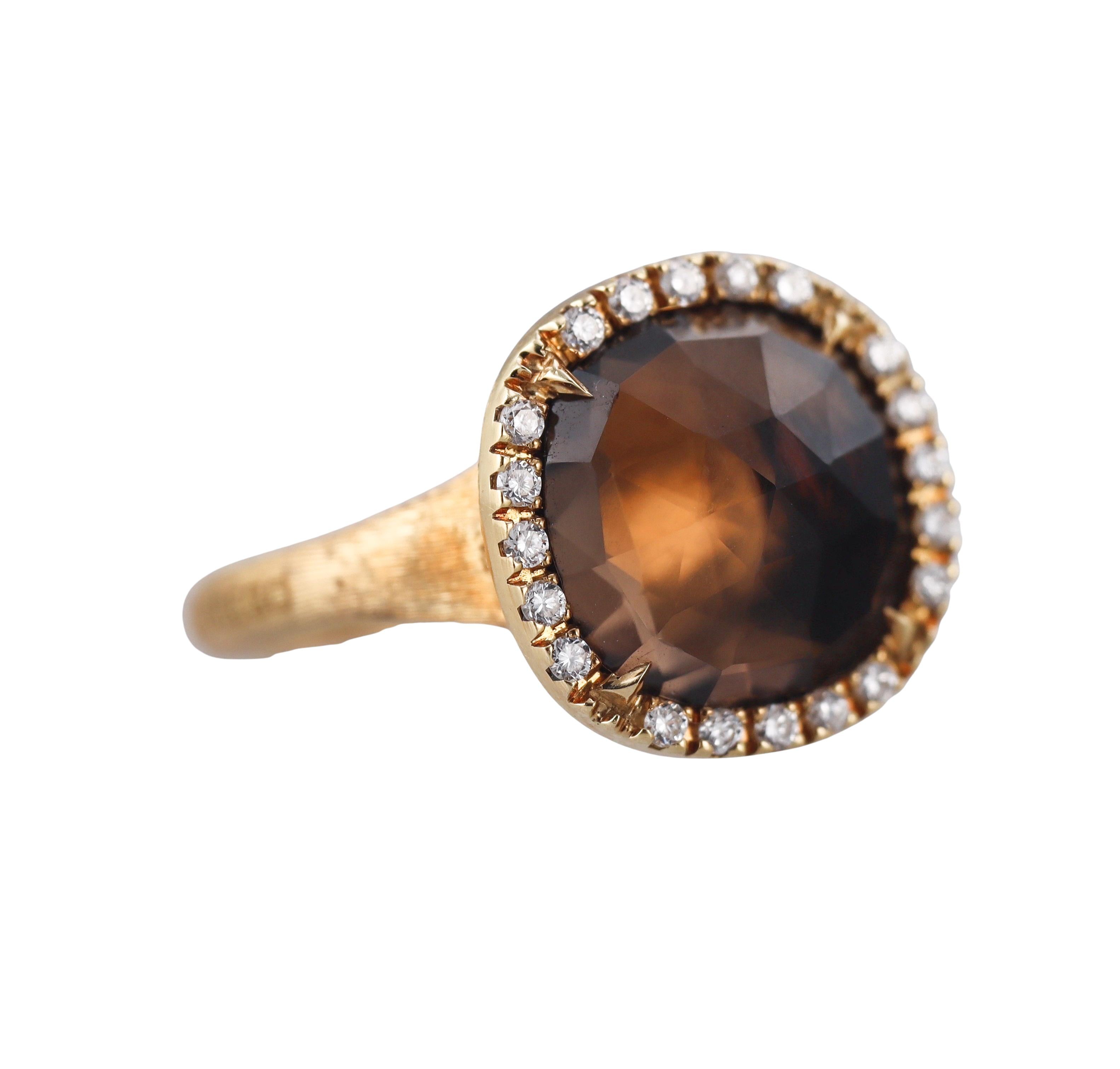 Marco Bicego Jaipur Smokey Quartz Diamond Gold Ring