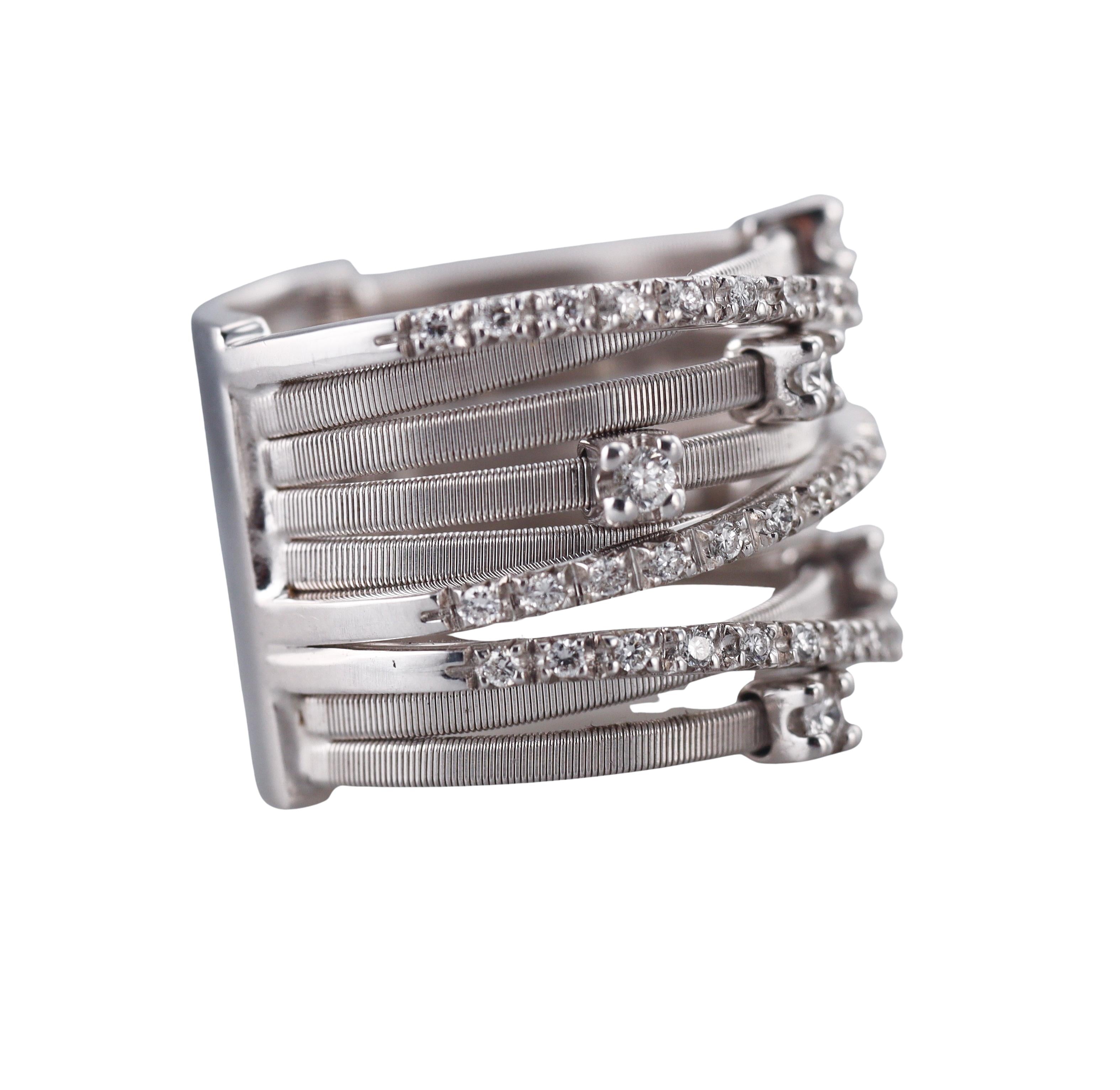 Marco Bicego Goa Nine Row Diamond Gold Ring