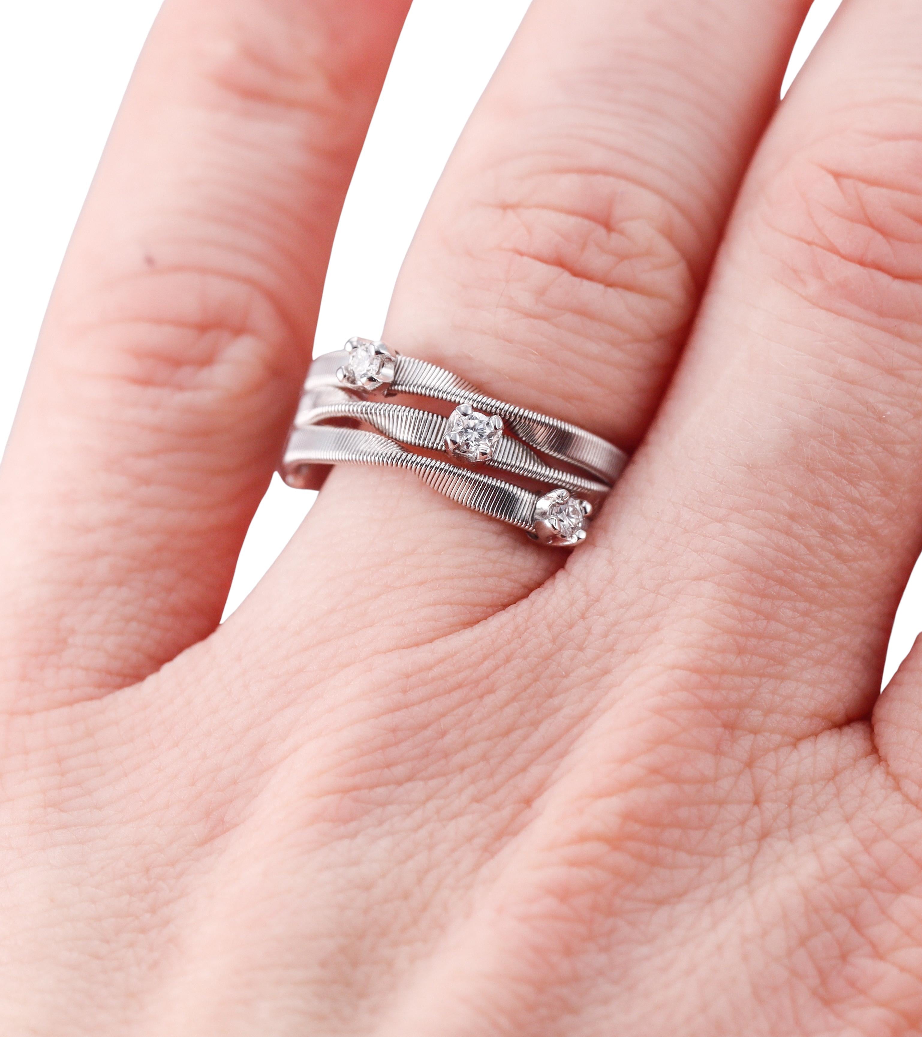 Marco Bicego Marrakech Gold Diamond Three Row Ring