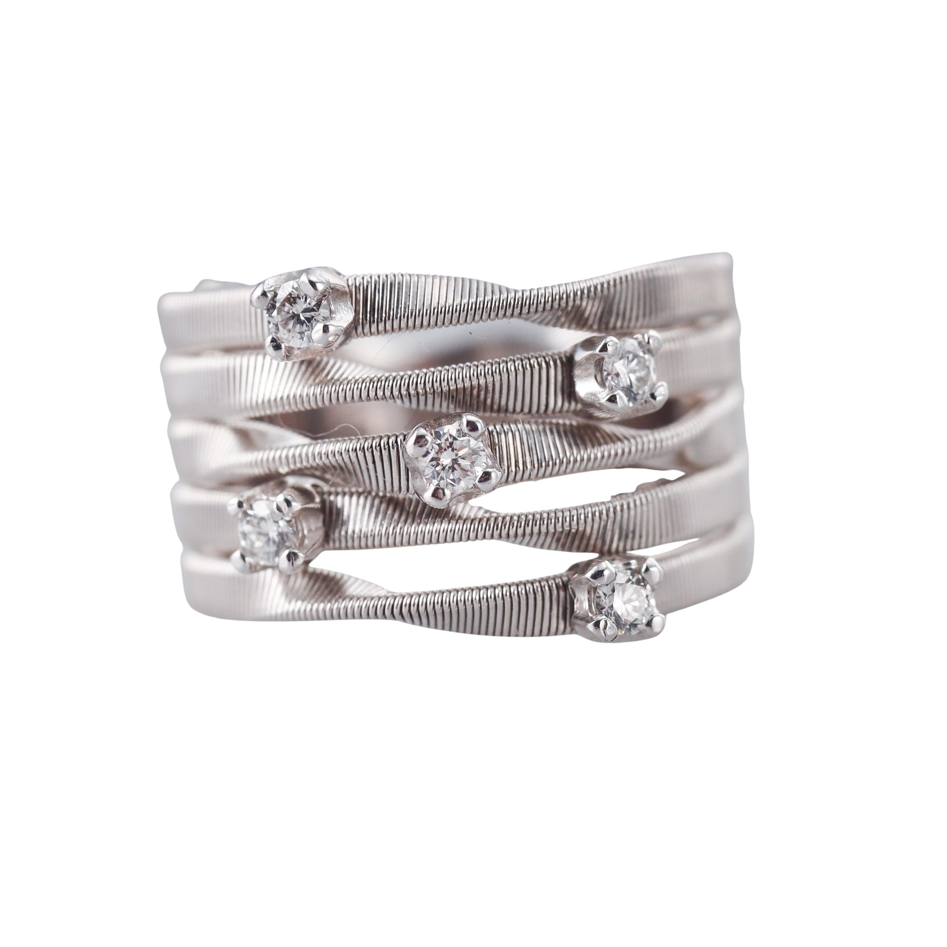 Marco Bicego Marrakech Five Row Diamond Gold Ring