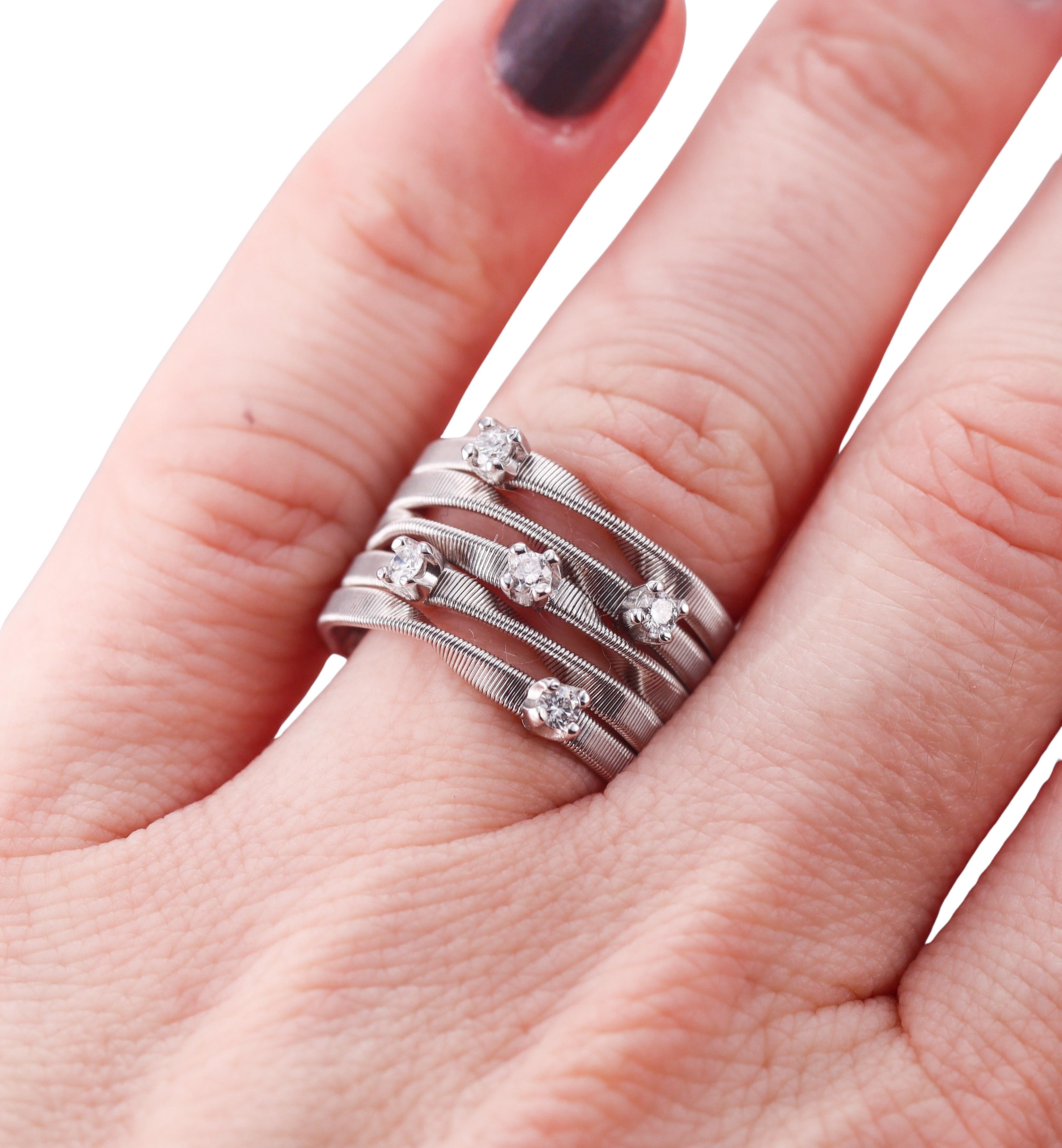 Marco Bicego Marrakech Five Row Diamond Gold Ring