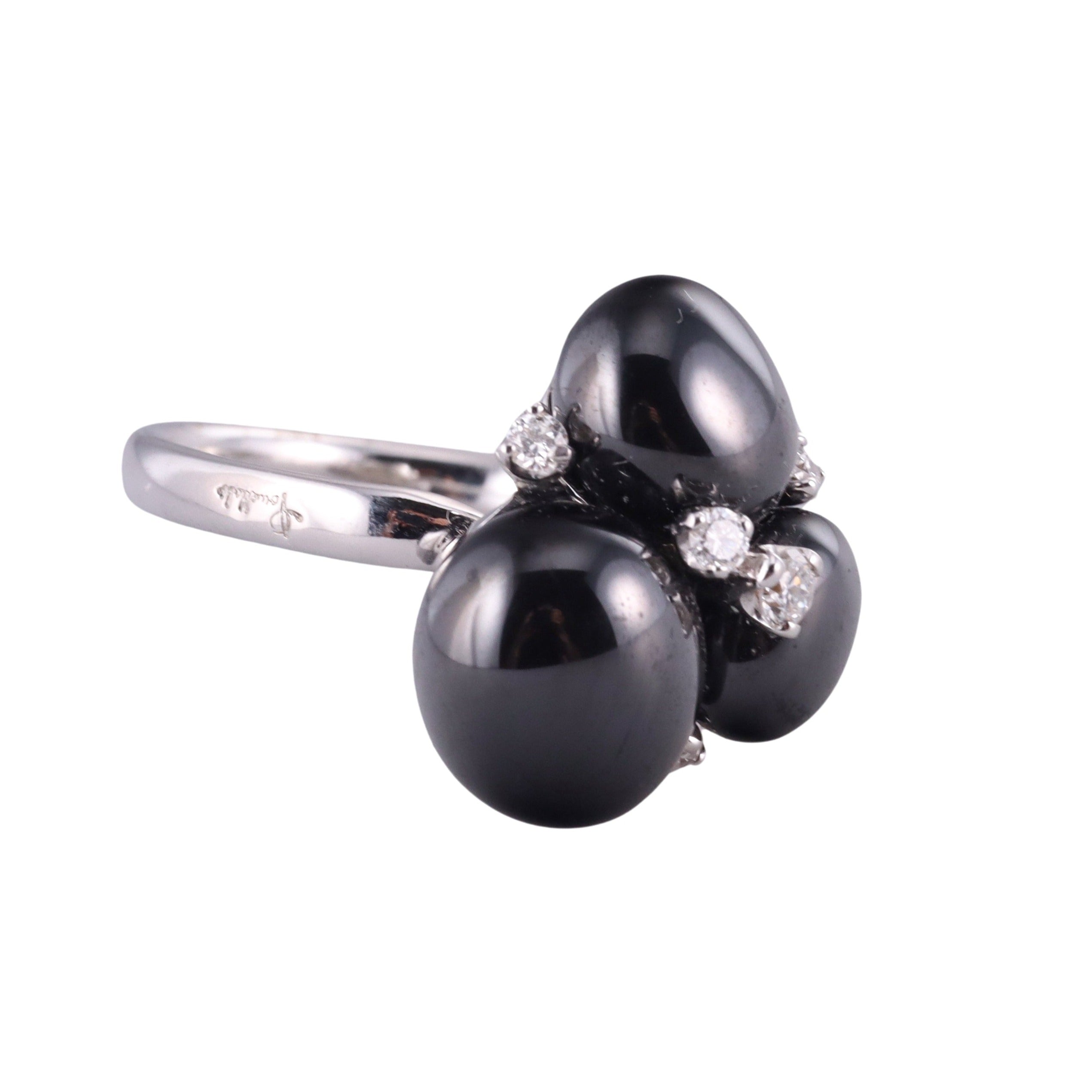 Pomellato Capri 18k Gold Diamond Black Ceramic Ring
