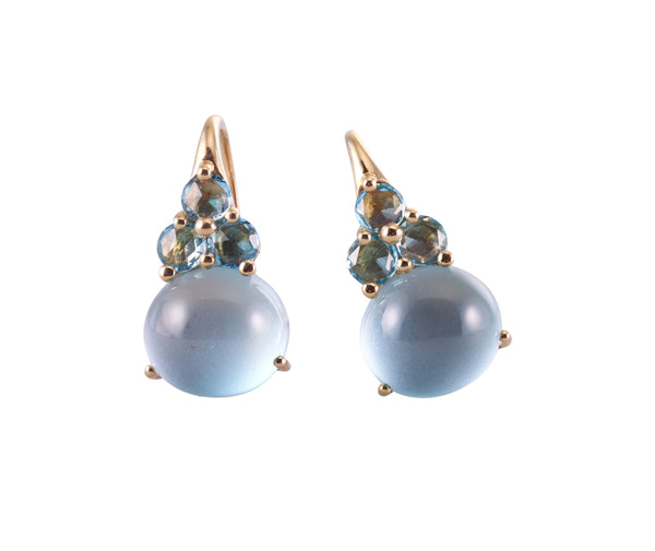 Pomellato Luna 18k Gold Blue Topaz Earrings