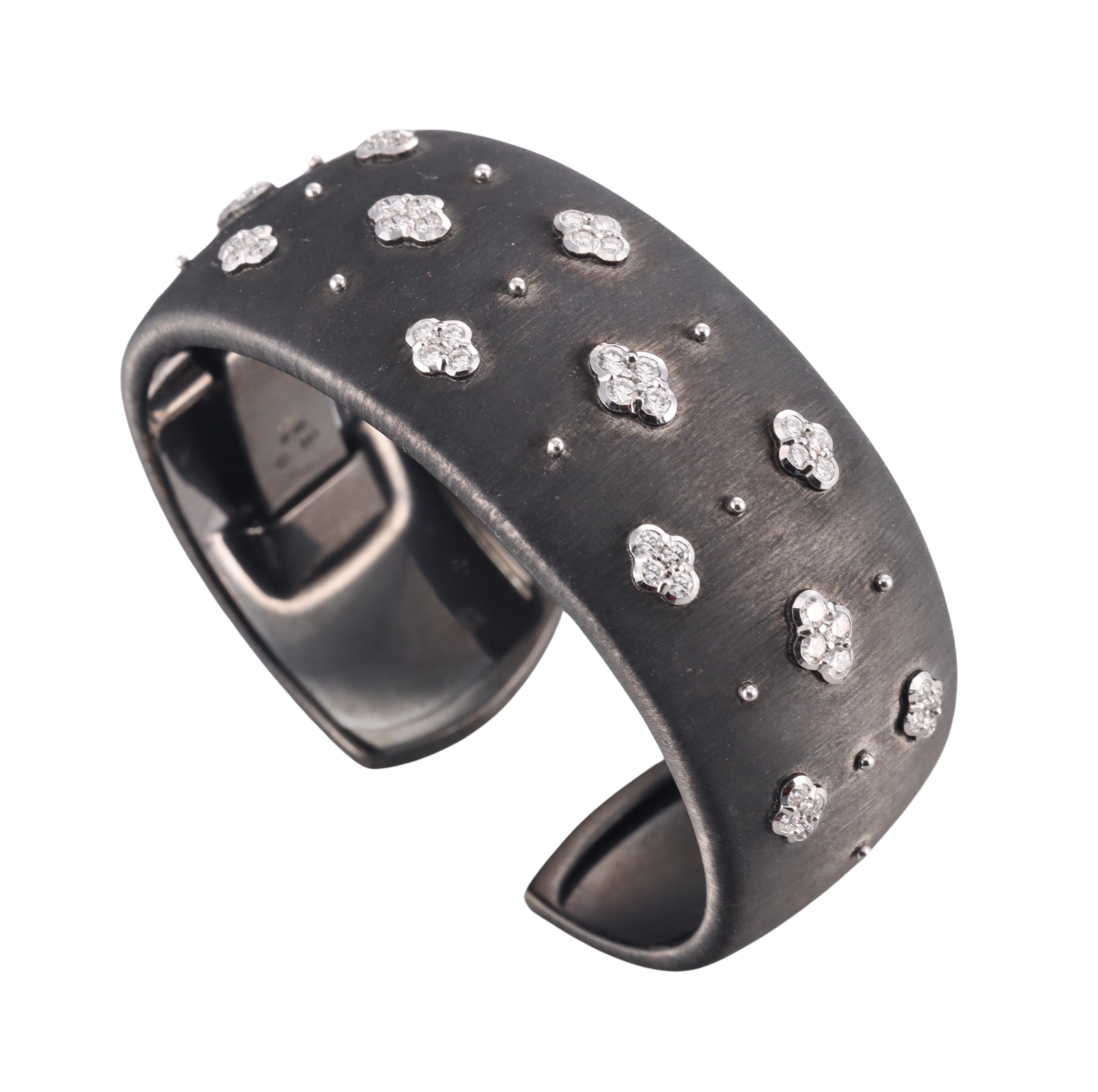 Buccellati Macri AB Diamond Blackened Gold Cuff Bracelet