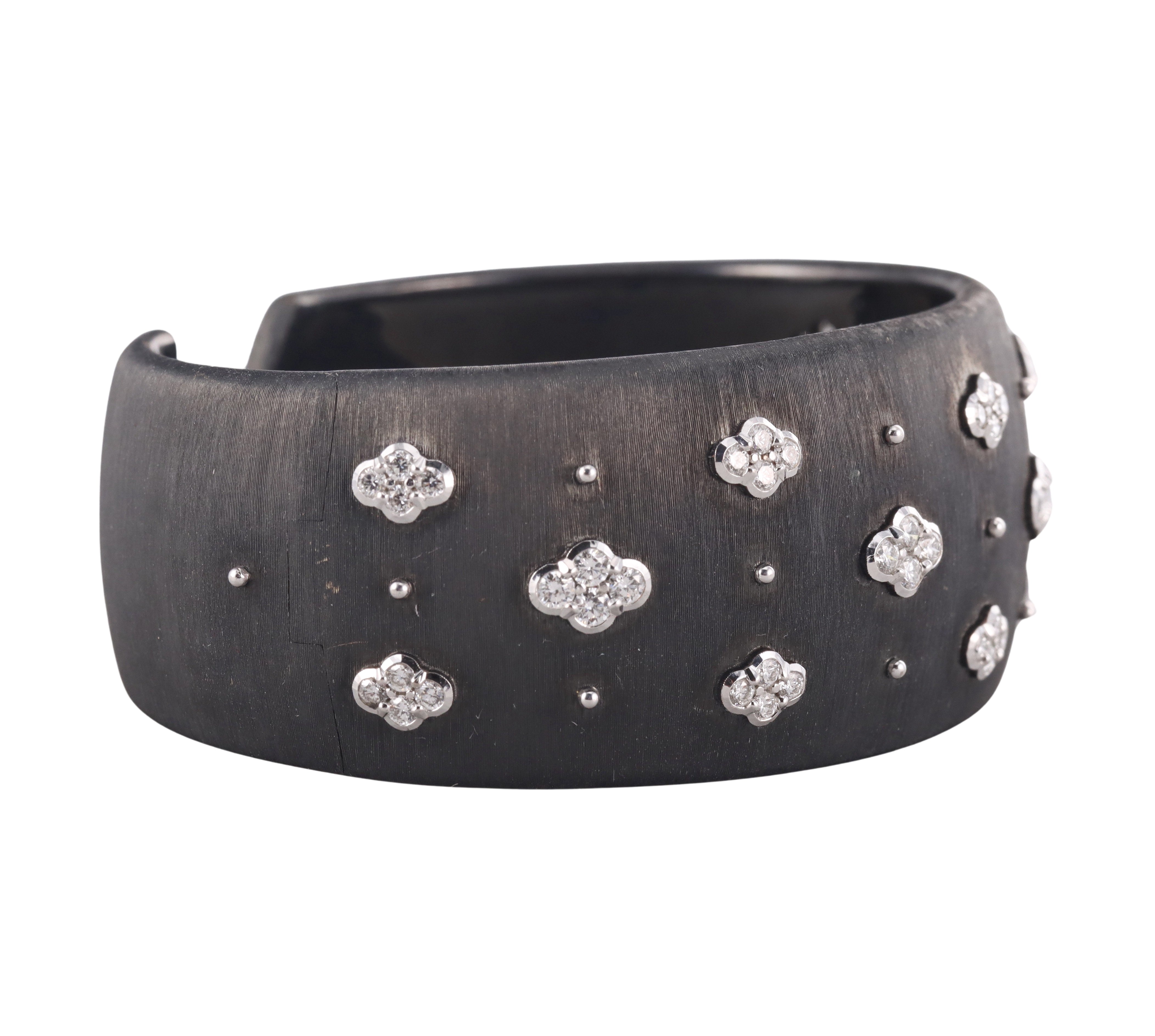 Buccellati Macri AB Diamond Blackened Gold Cuff Bracelet