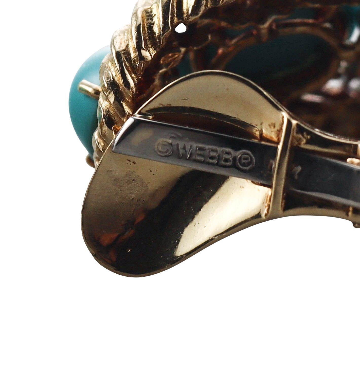 David Webb Turquoise Diamond Gold Platinum Earrings