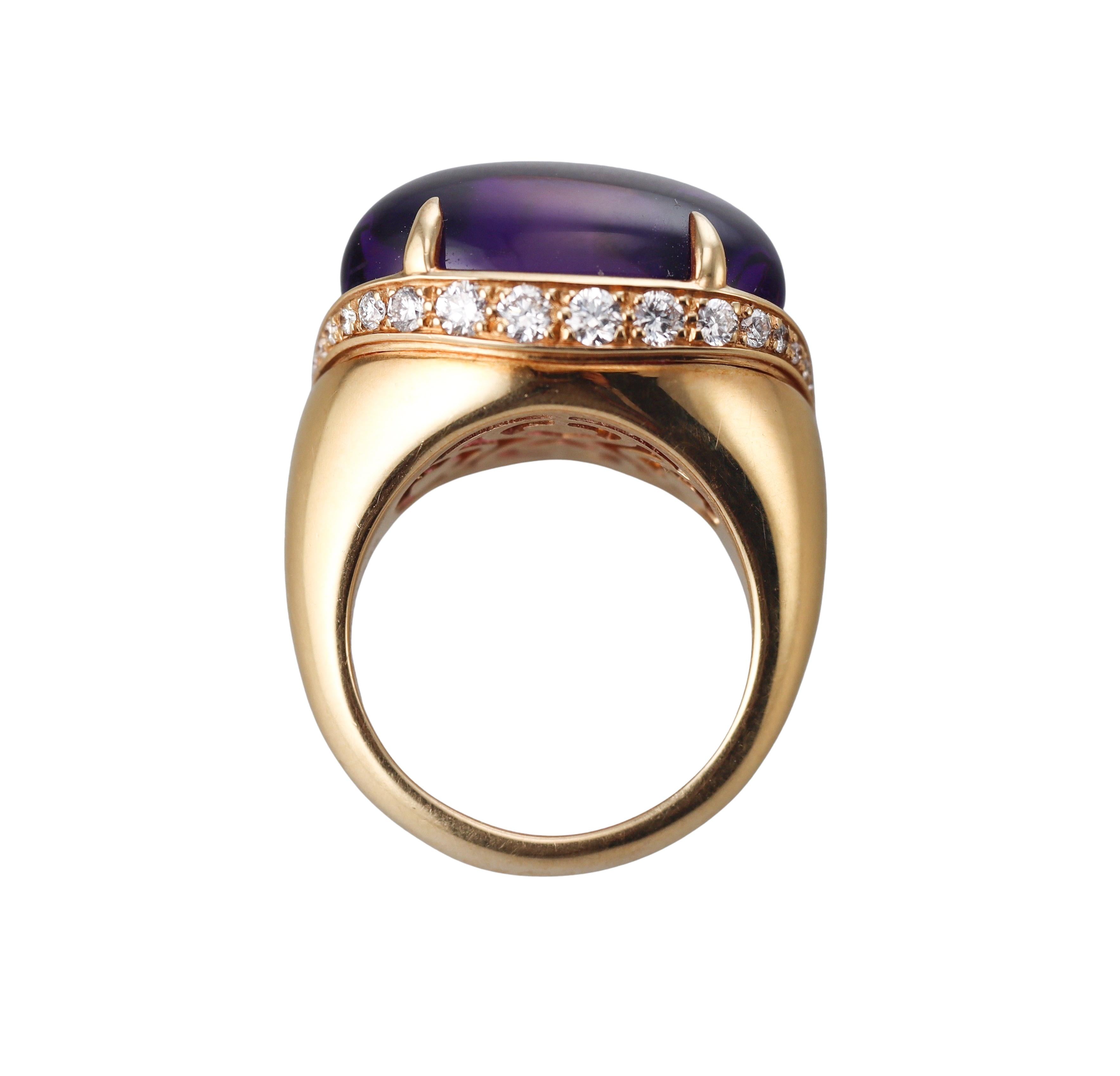 Bulgari Sassi Amethyst Diamond Gold Ring